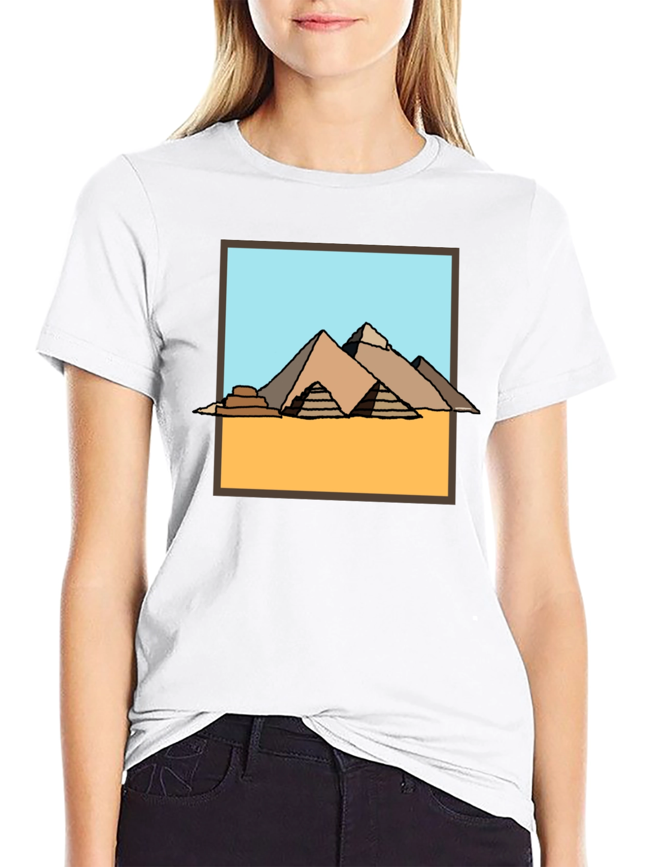 Egyptian Pyramid Graphic Tee - Black Cotton T-Shirt
