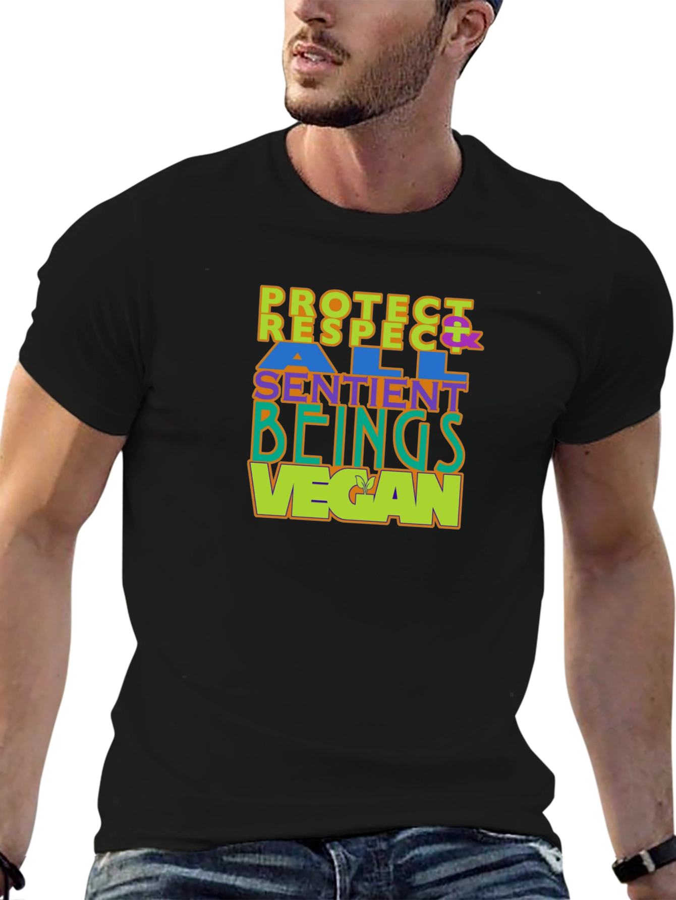 Vegan T-Shirt - Protect Respect All Sentient Beings
