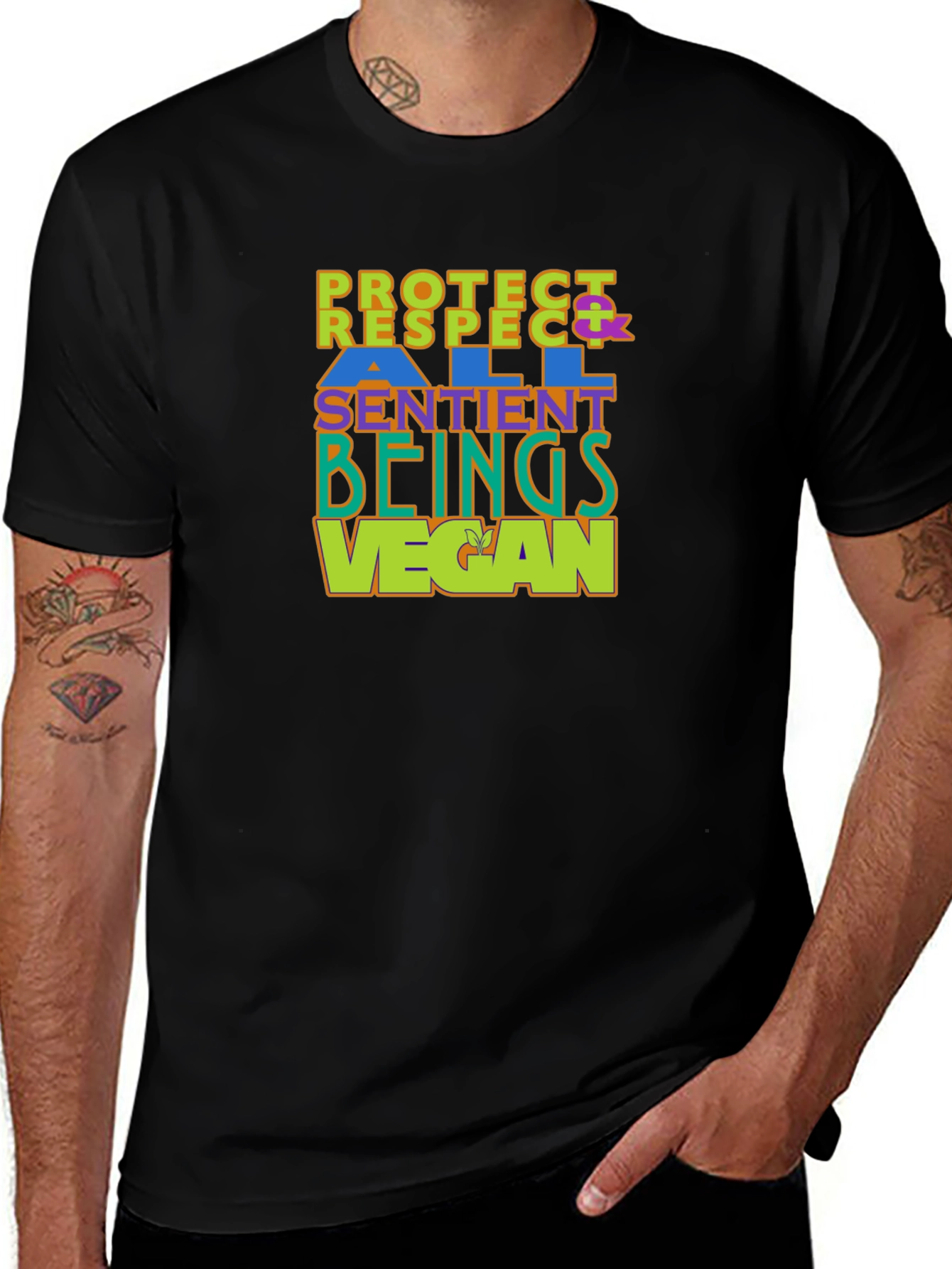 Vegan T-Shirt - Protect Respect All Sentient Beings