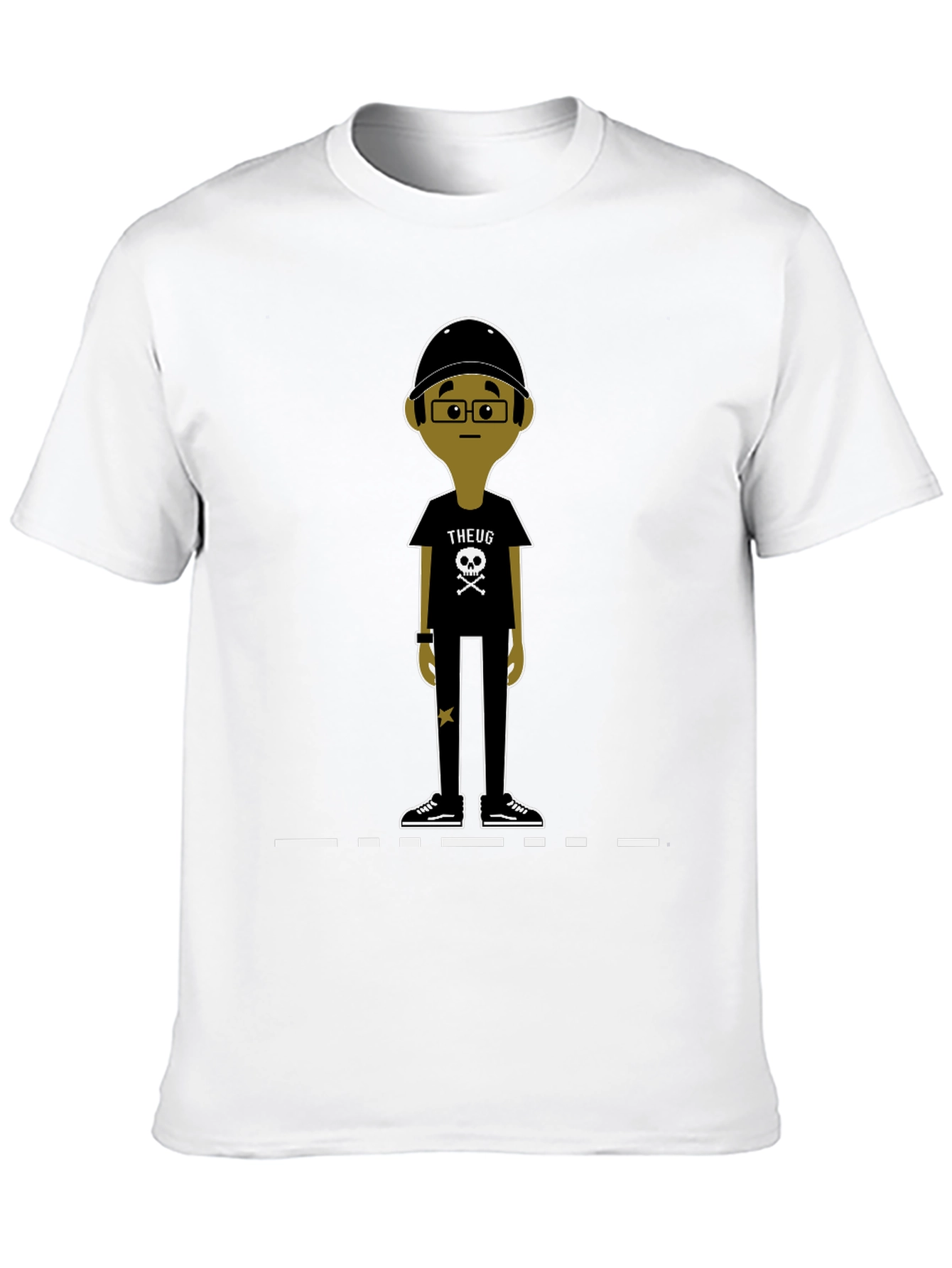 Unique Cartoon Character Graphic Black T-Shirt