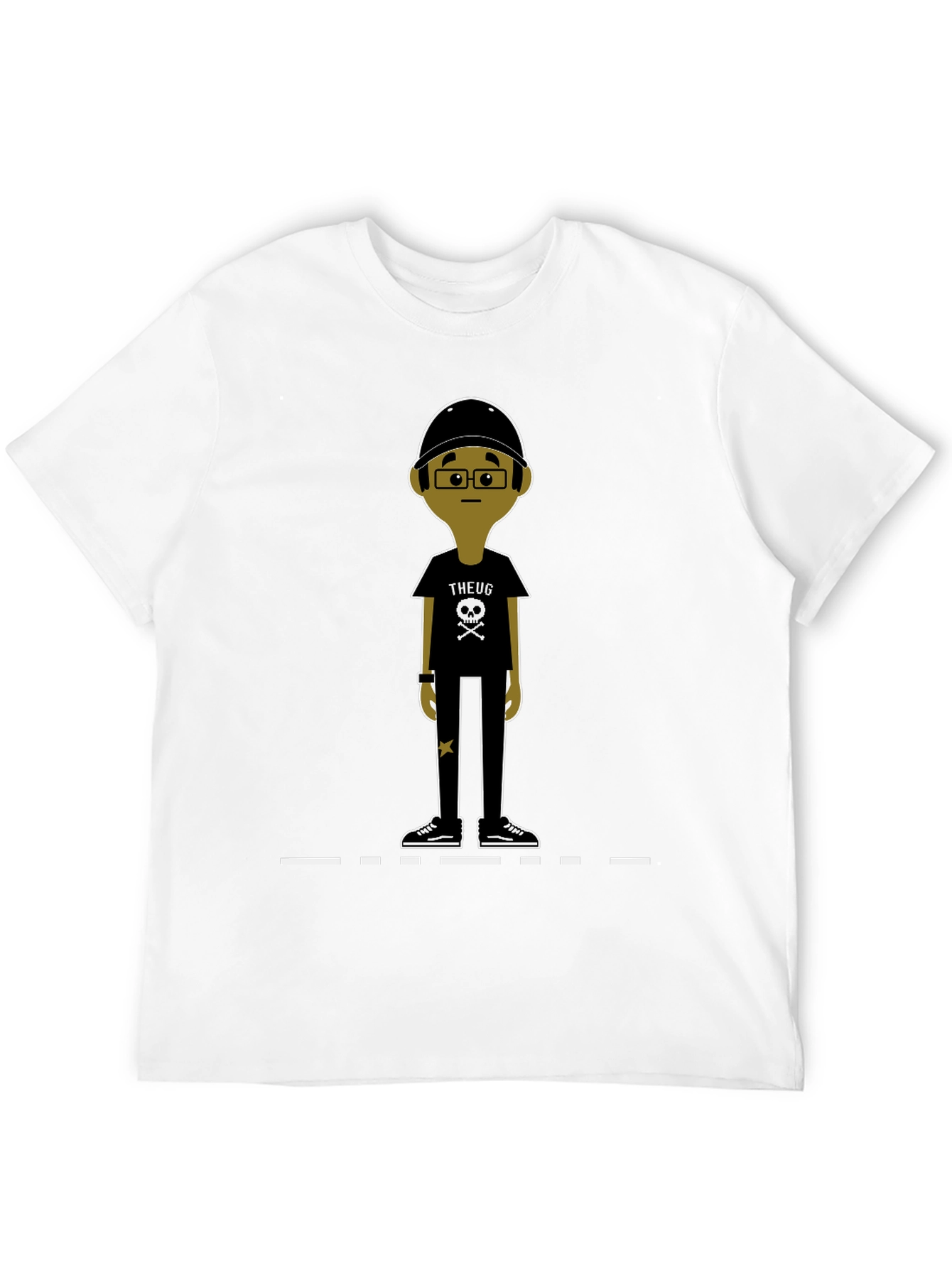 Unique Cartoon Character Graphic Black T-Shirt