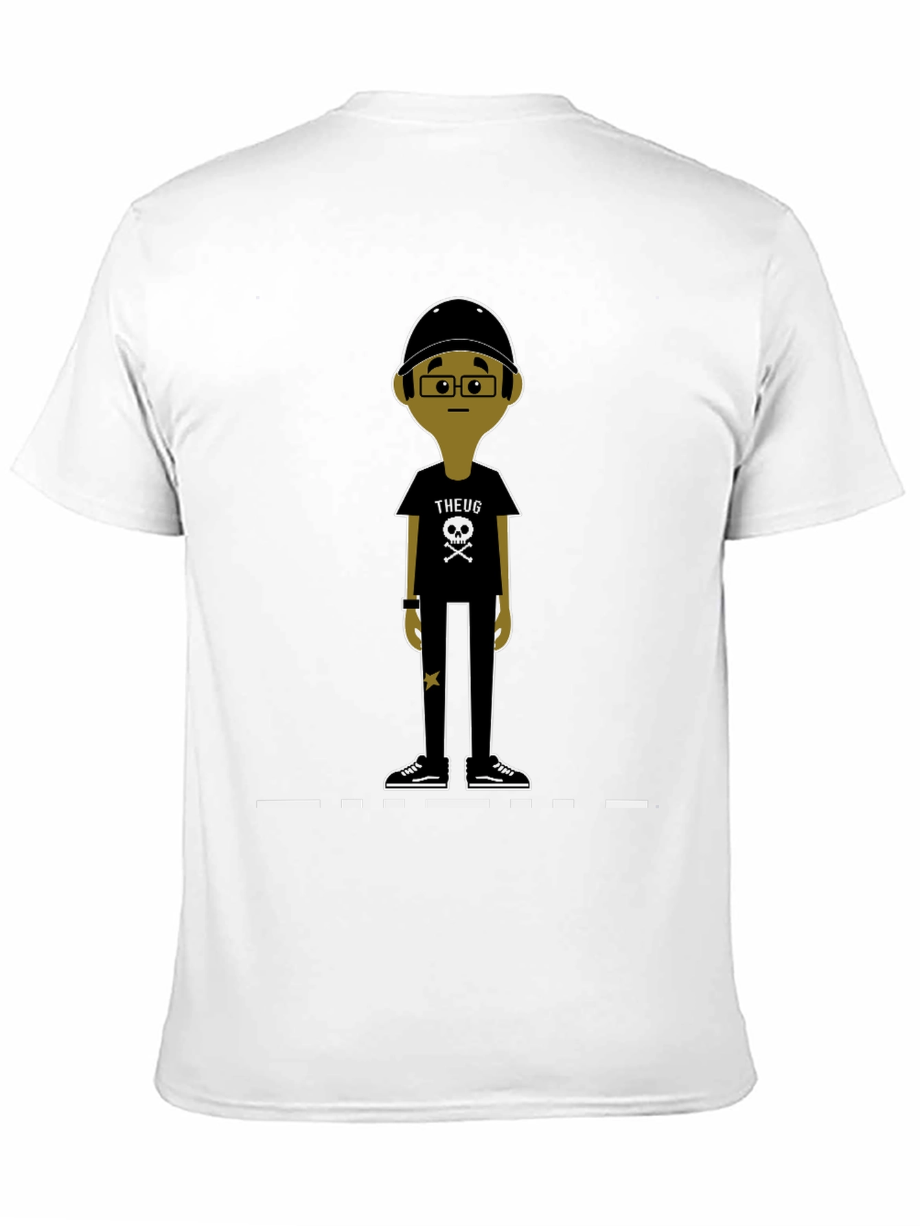 Unique Cartoon Character Graphic Black T-Shirt