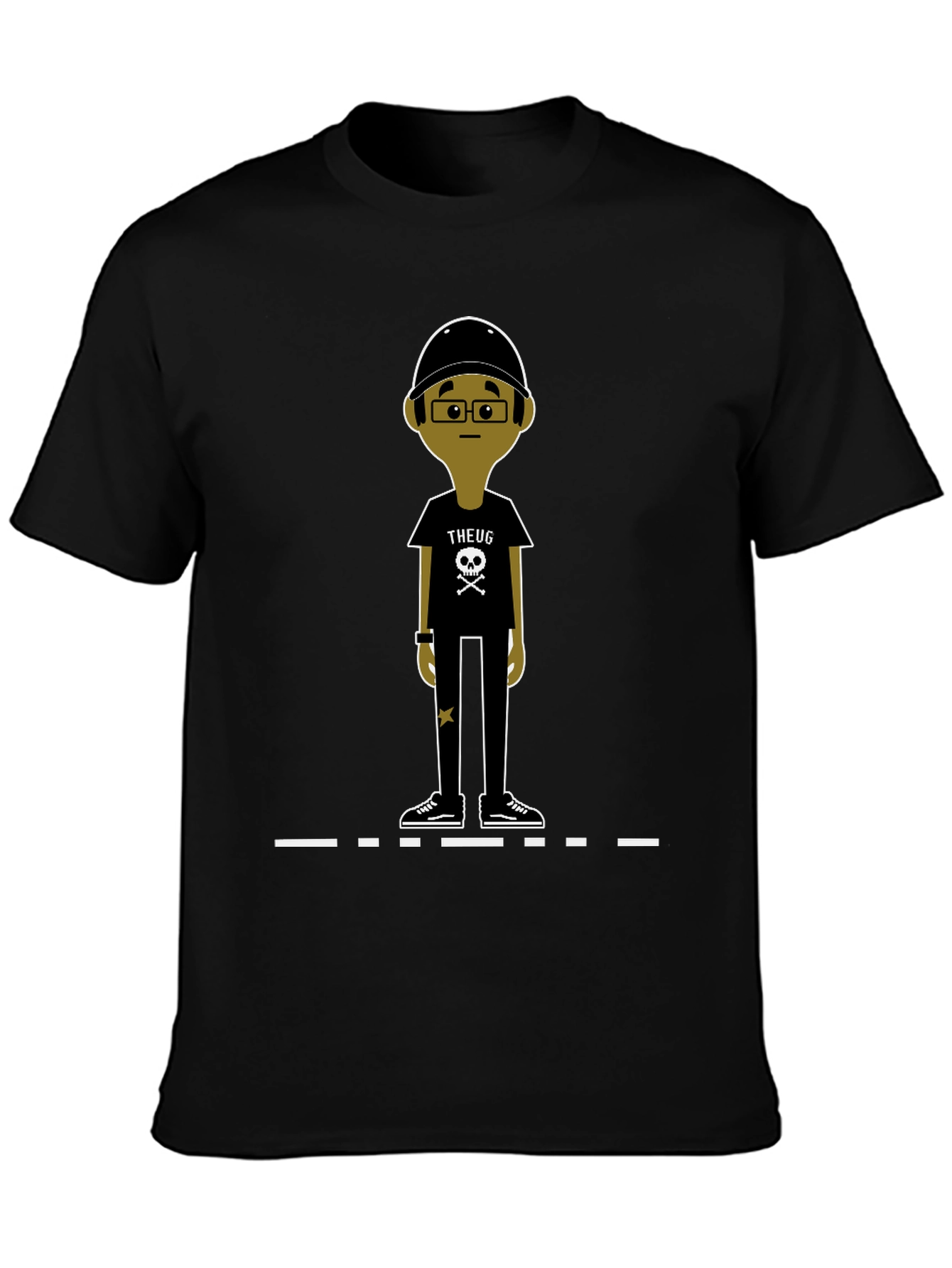 Unique Cartoon Character Graphic Black T-Shirt