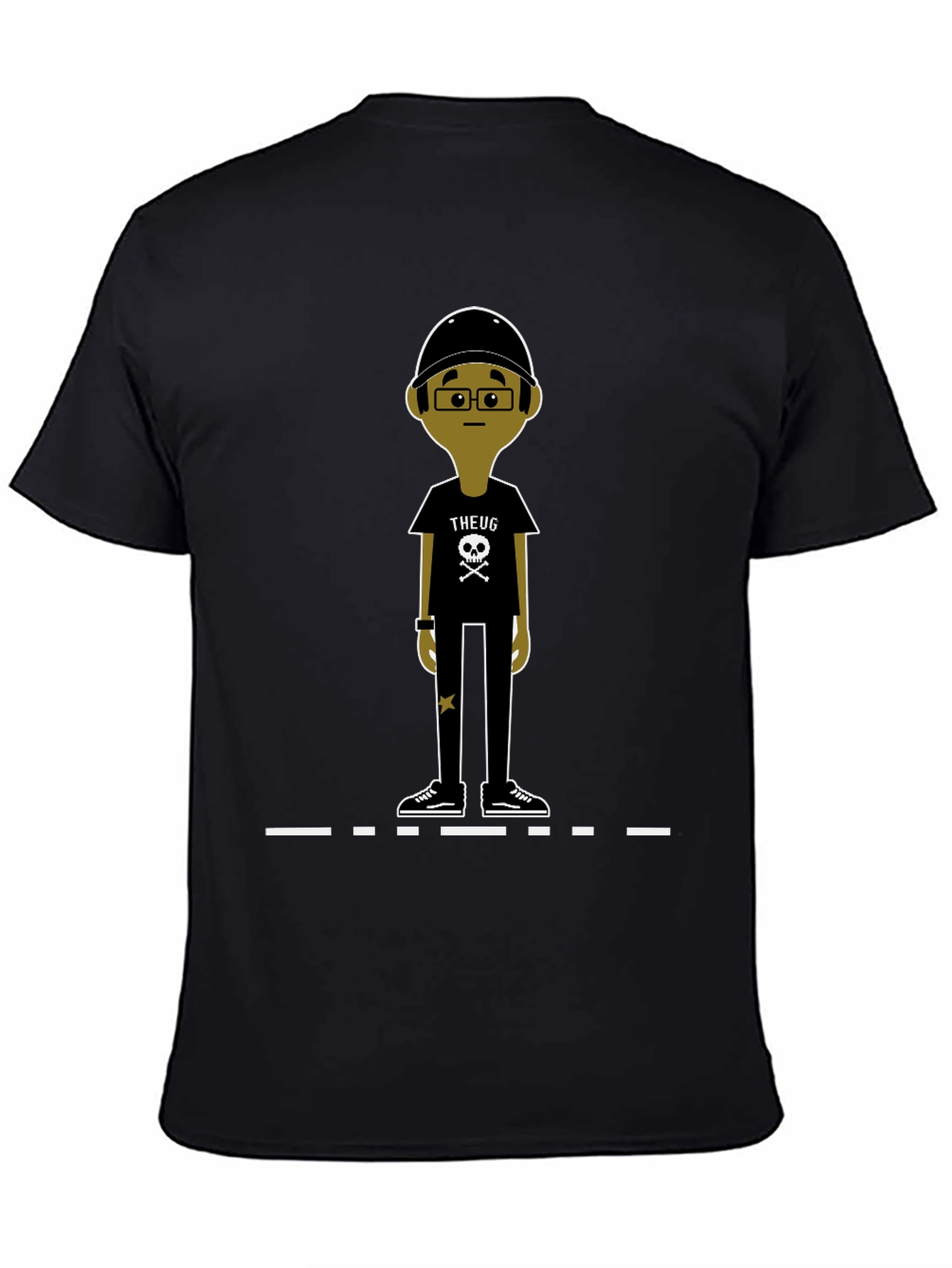 Unique Cartoon Character Graphic Black T-Shirt