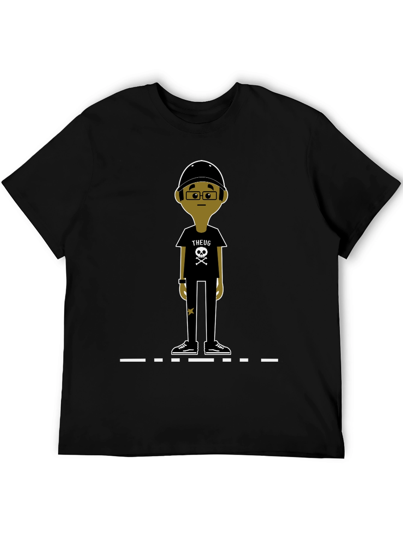 Unique Cartoon Character Graphic Black T-Shirt