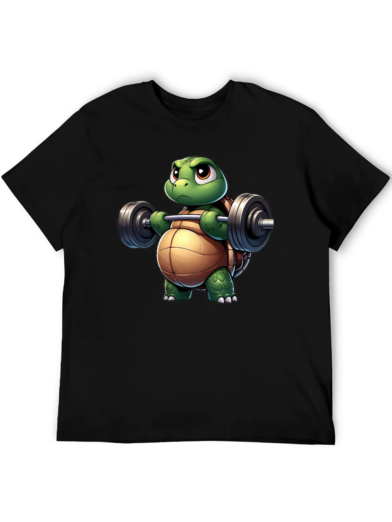 Turtle Lifting Weights Black T-Shirt