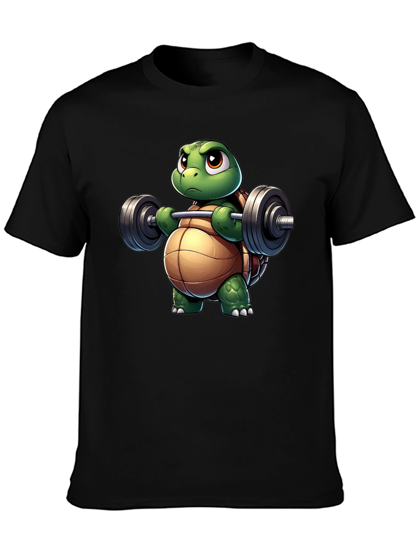 Turtle Lifting Weights Black T-Shirt