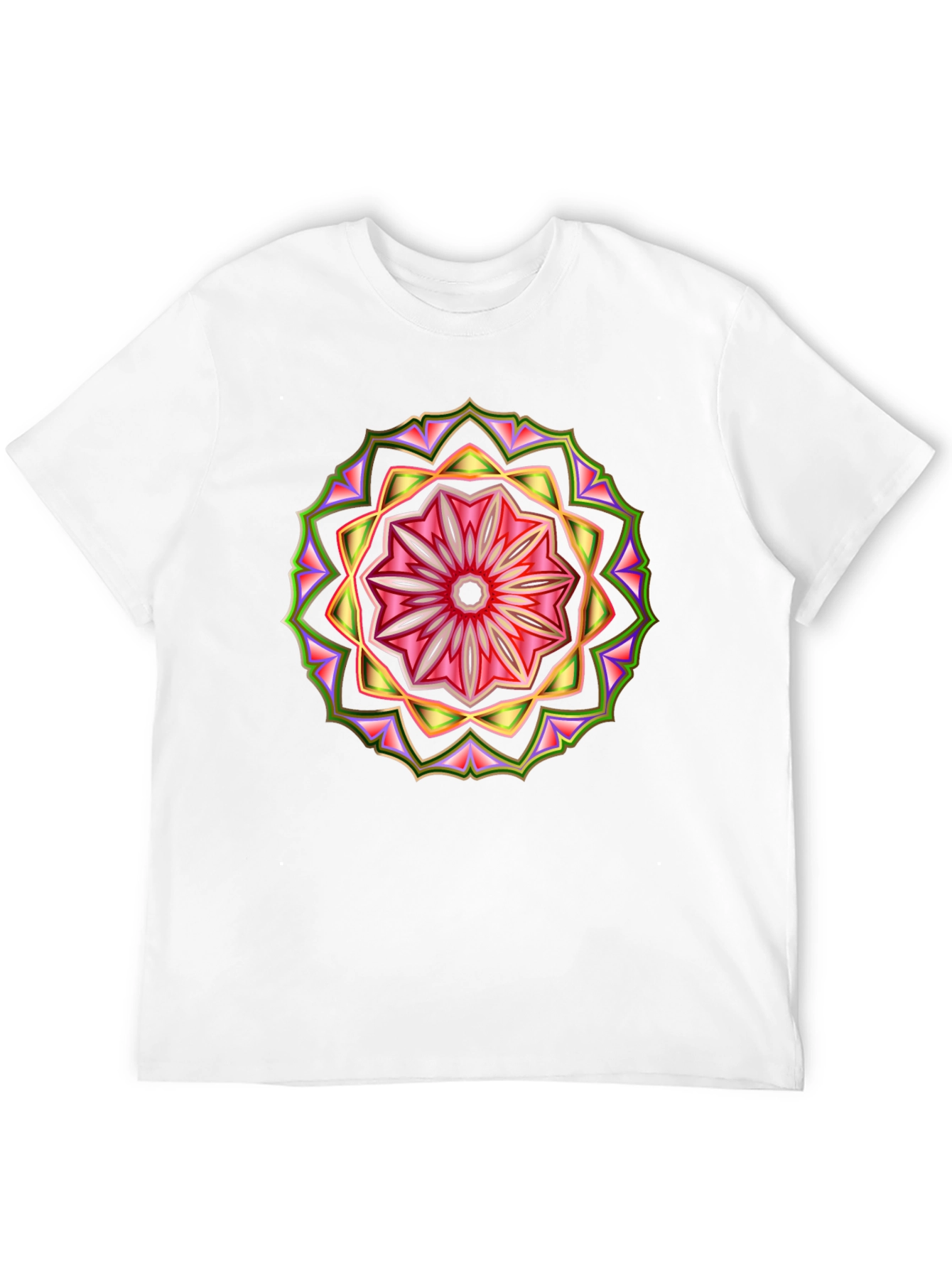 Geometric Mandala Print Black T-Shirt