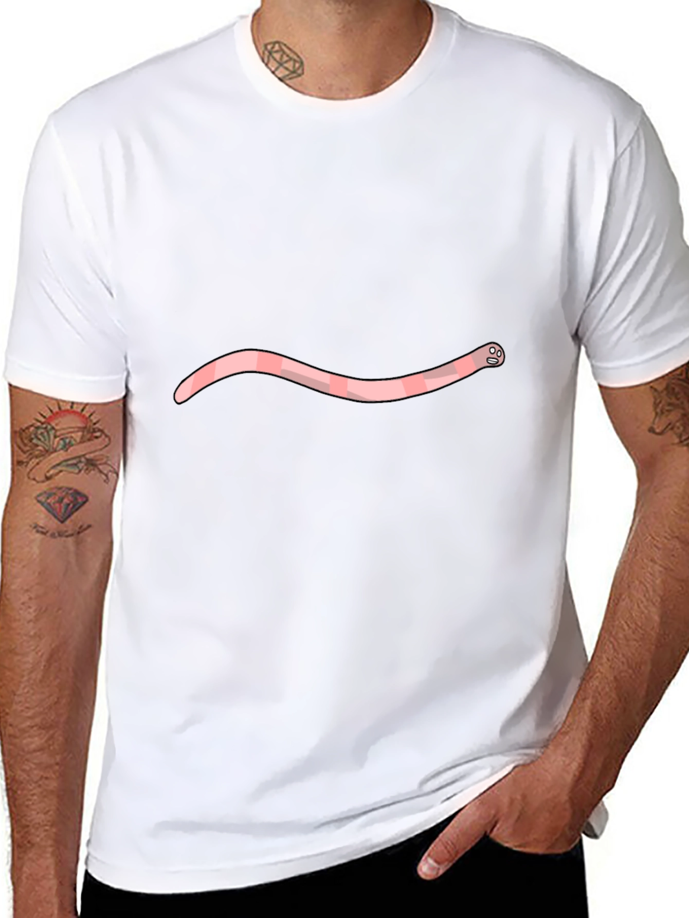 Novelty Earthworm Tee - Black Cotton Blend T-Shirt