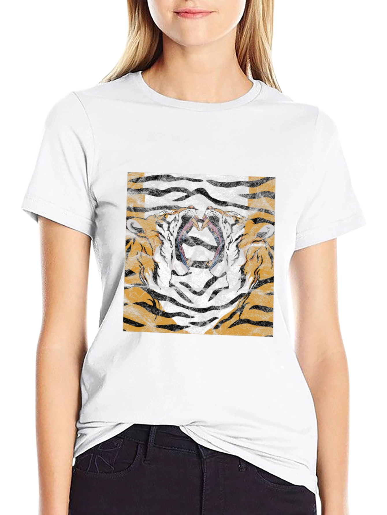 Tiger Face Graphic Black T-Shirt
