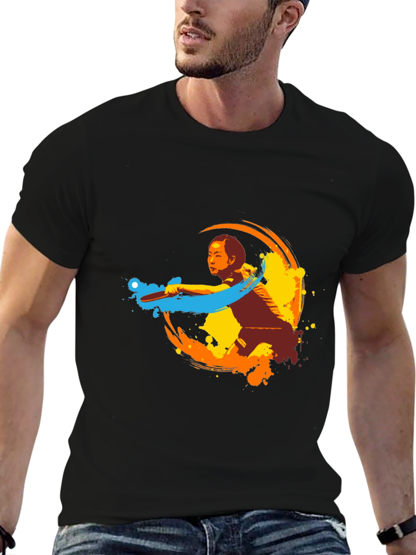 Table Tennis Player Graphic Tee - Black