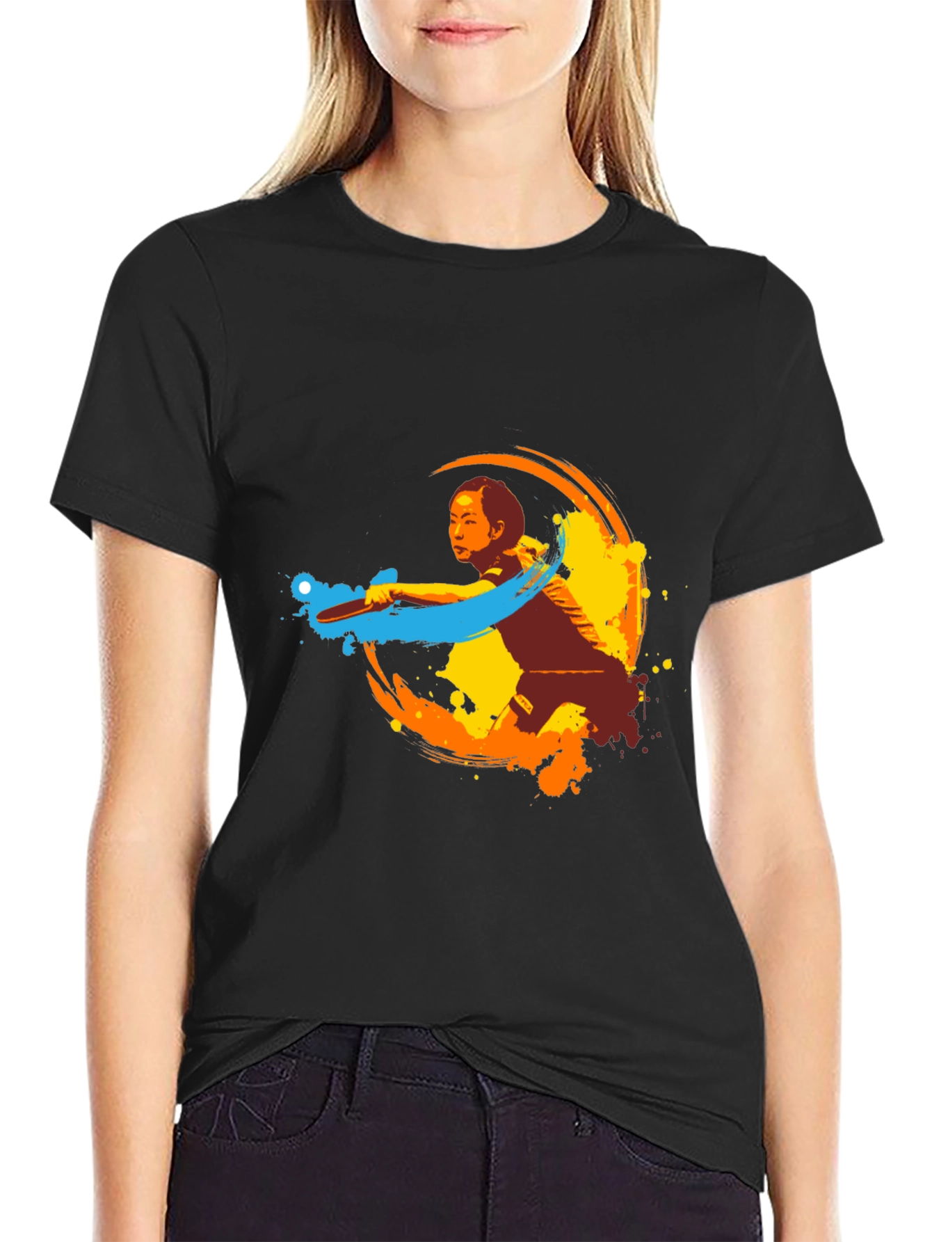 Table Tennis Player Graphic Tee - Black