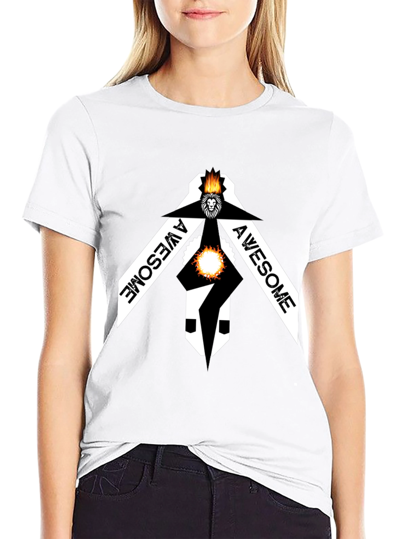 Awesome Lion Graphic Black Tee Shirt