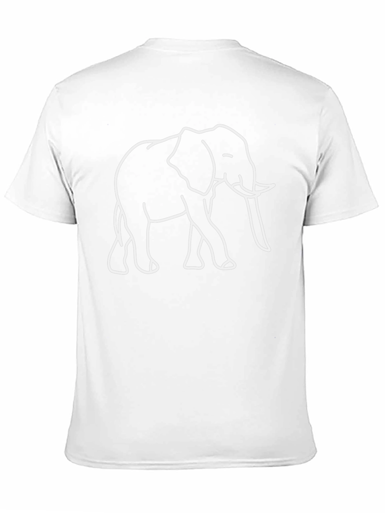 Elephant Outline Graphic Tee - Black Cotton Casual Shirt