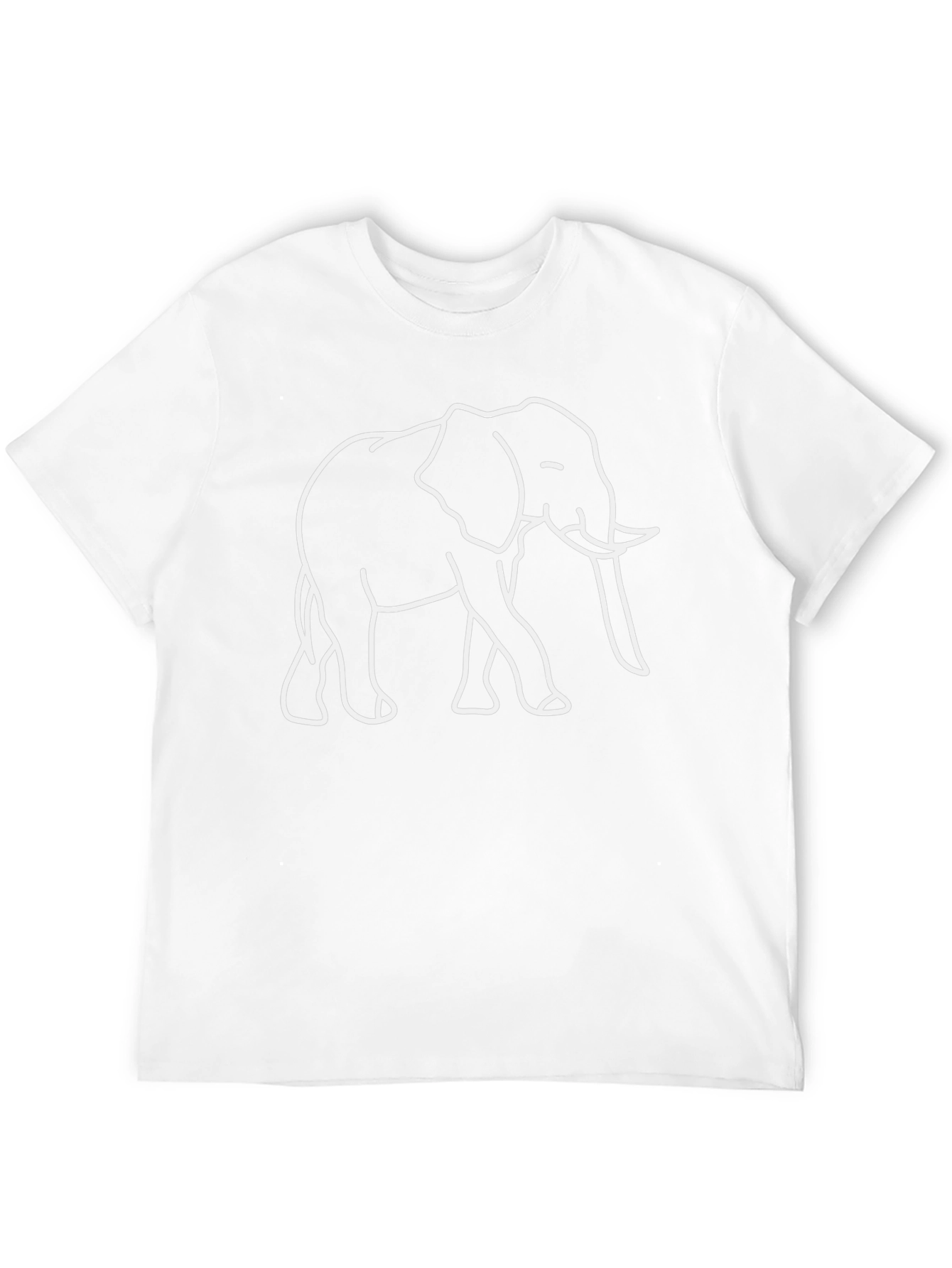 Elephant Outline Graphic Tee - Black Cotton Casual Shirt
