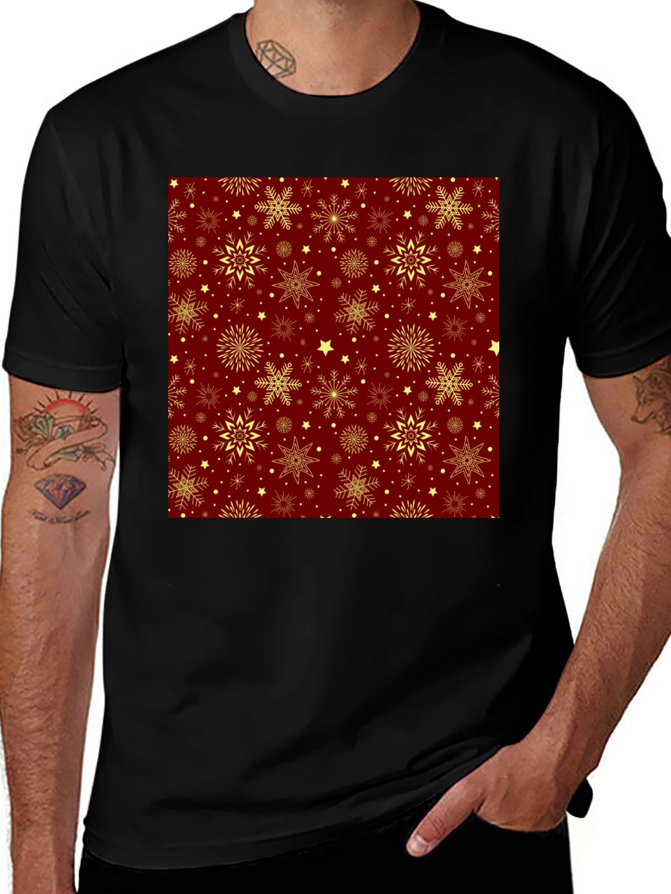 Festive Snowflake Pattern T-Shirt