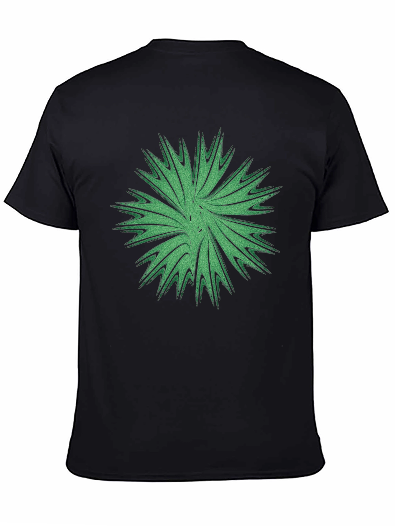 Abstract Green Burst Graphic Tee - Casual Black T-Shirt