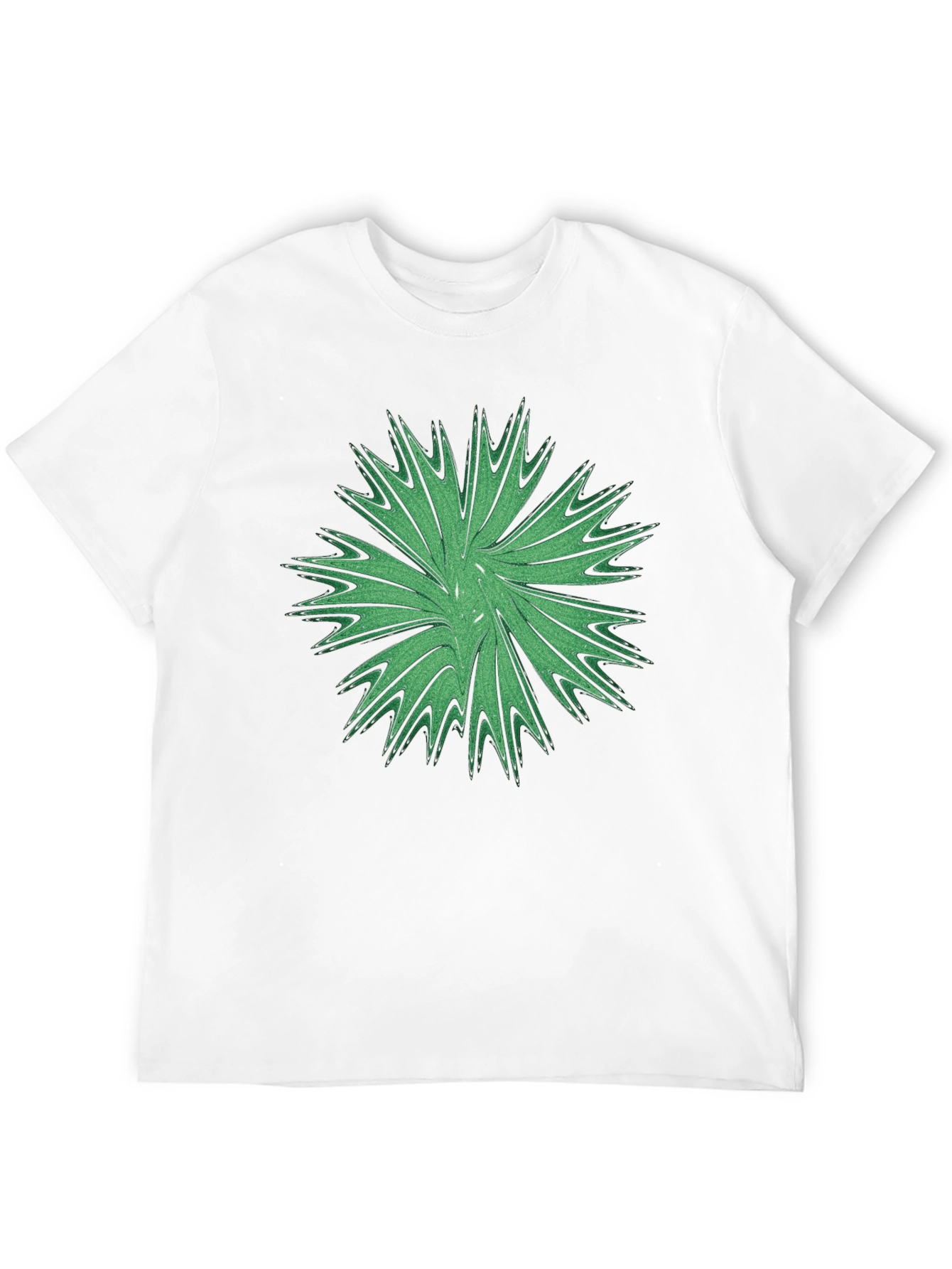 Abstract Green Burst Graphic Tee - Casual Black T-Shirt