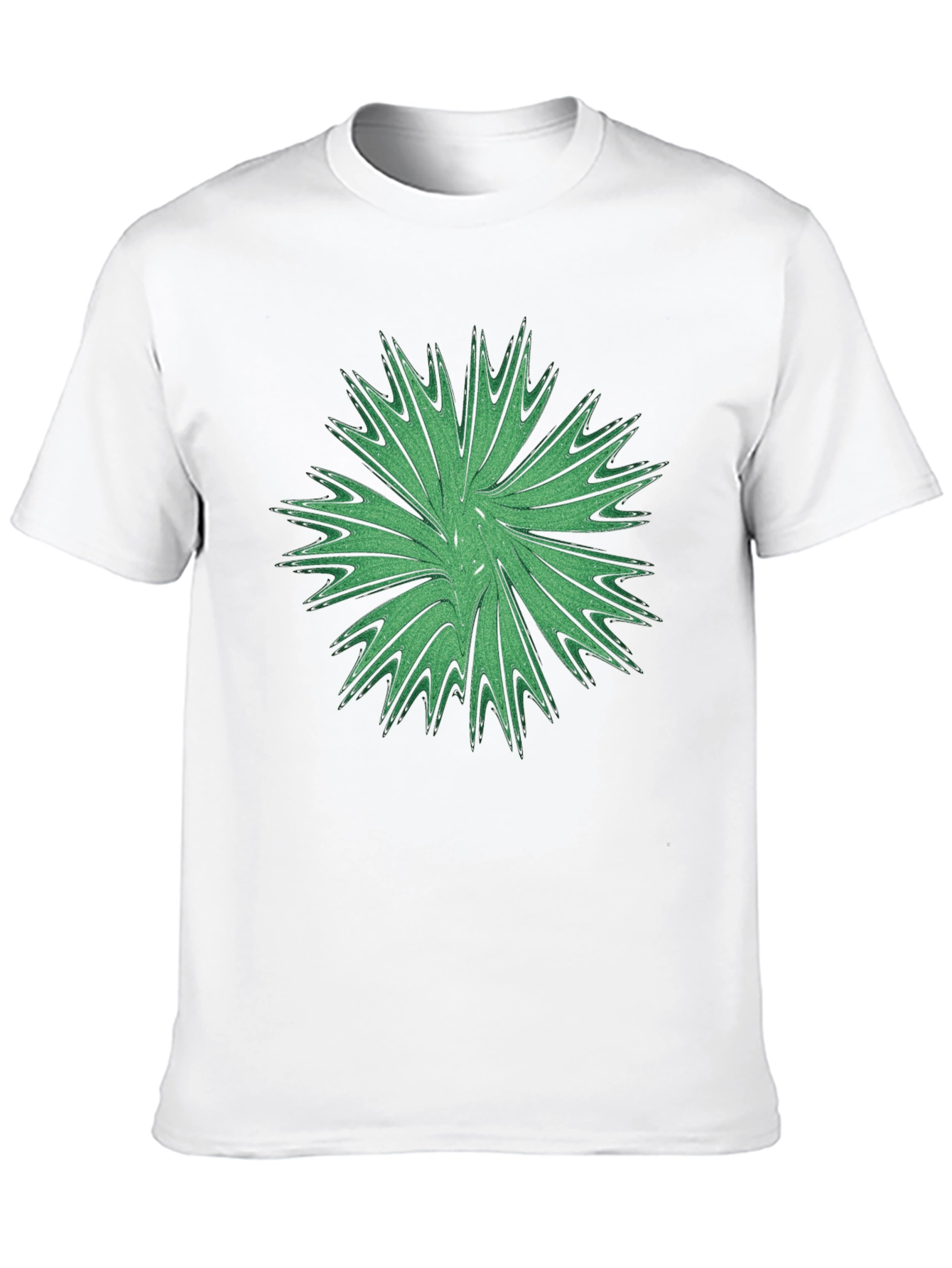 Abstract Green Burst Graphic Tee - Casual Black T-Shirt