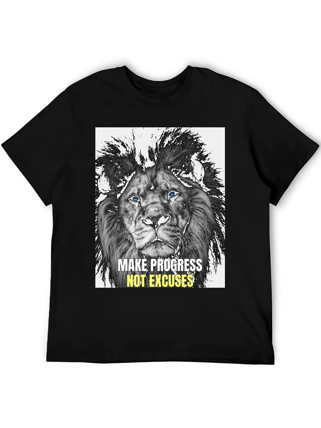 Lion Graphic Print Tee - Progress Over Excuses