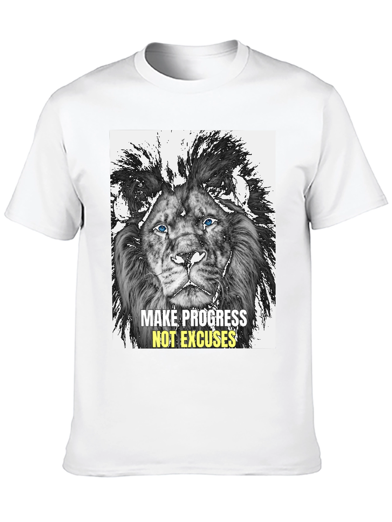 Lion Graphic Print Tee - Progress Over Excuses