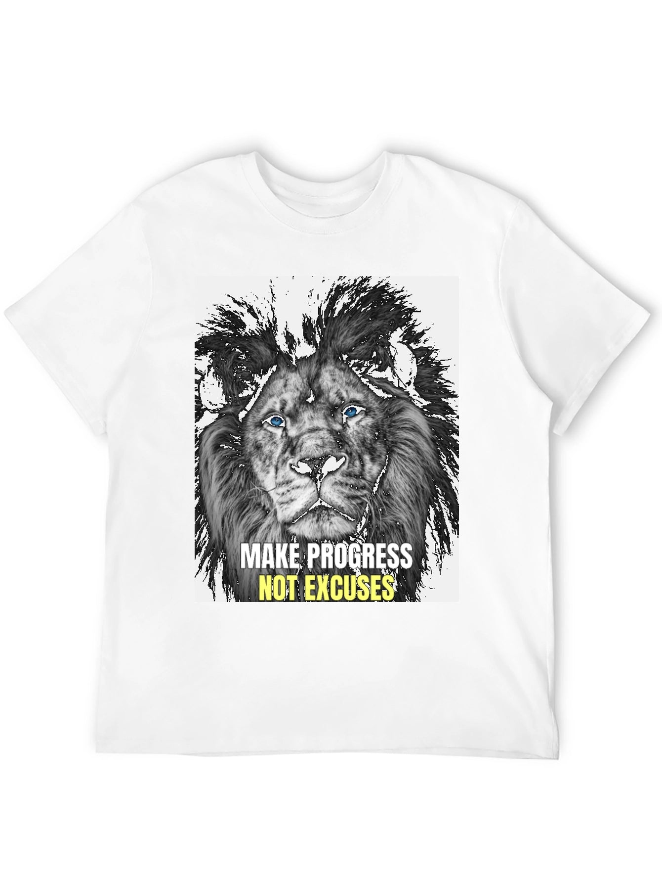 Lion Graphic Print Tee - Progress Over Excuses