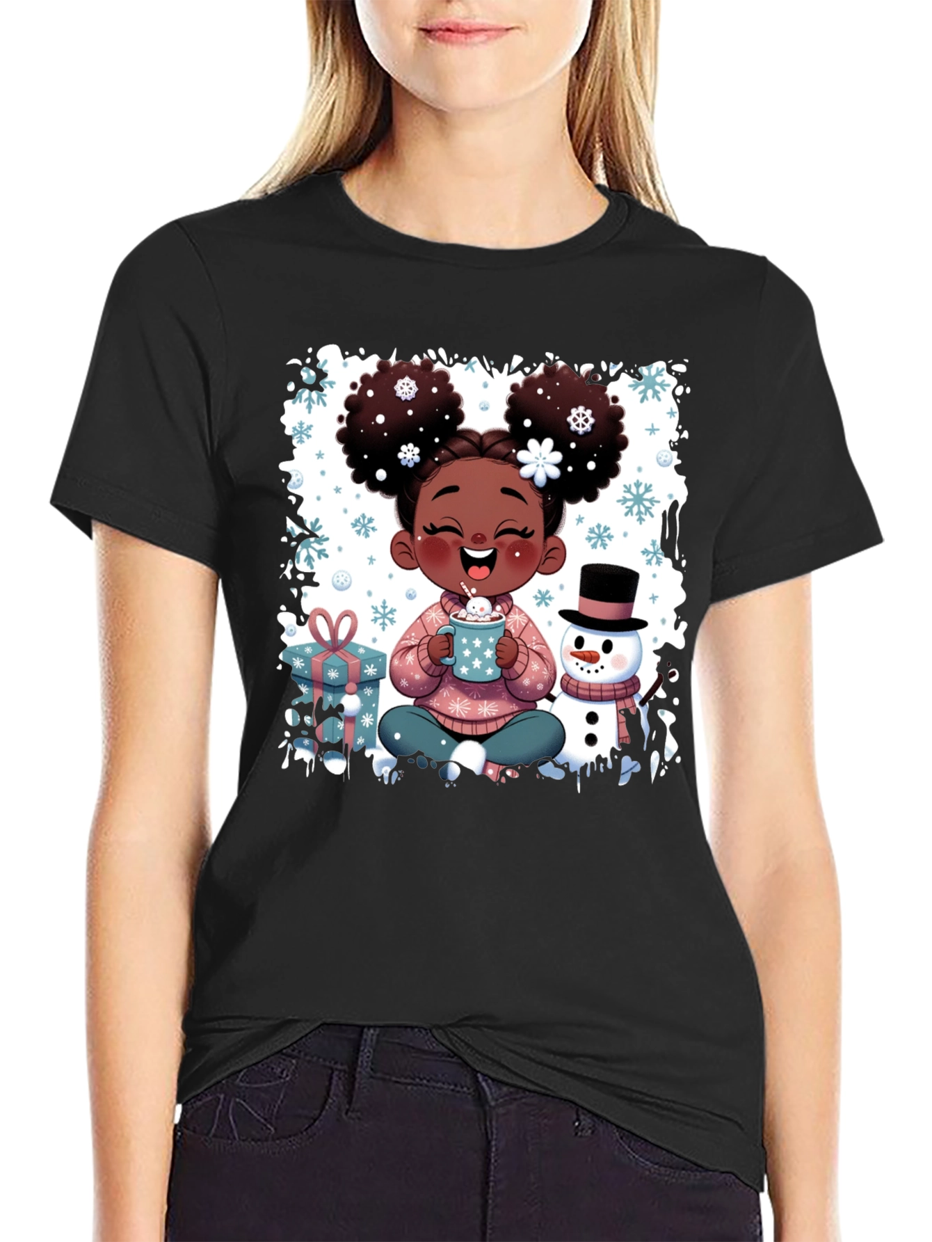 Festive Holiday Girl Graphic Tee