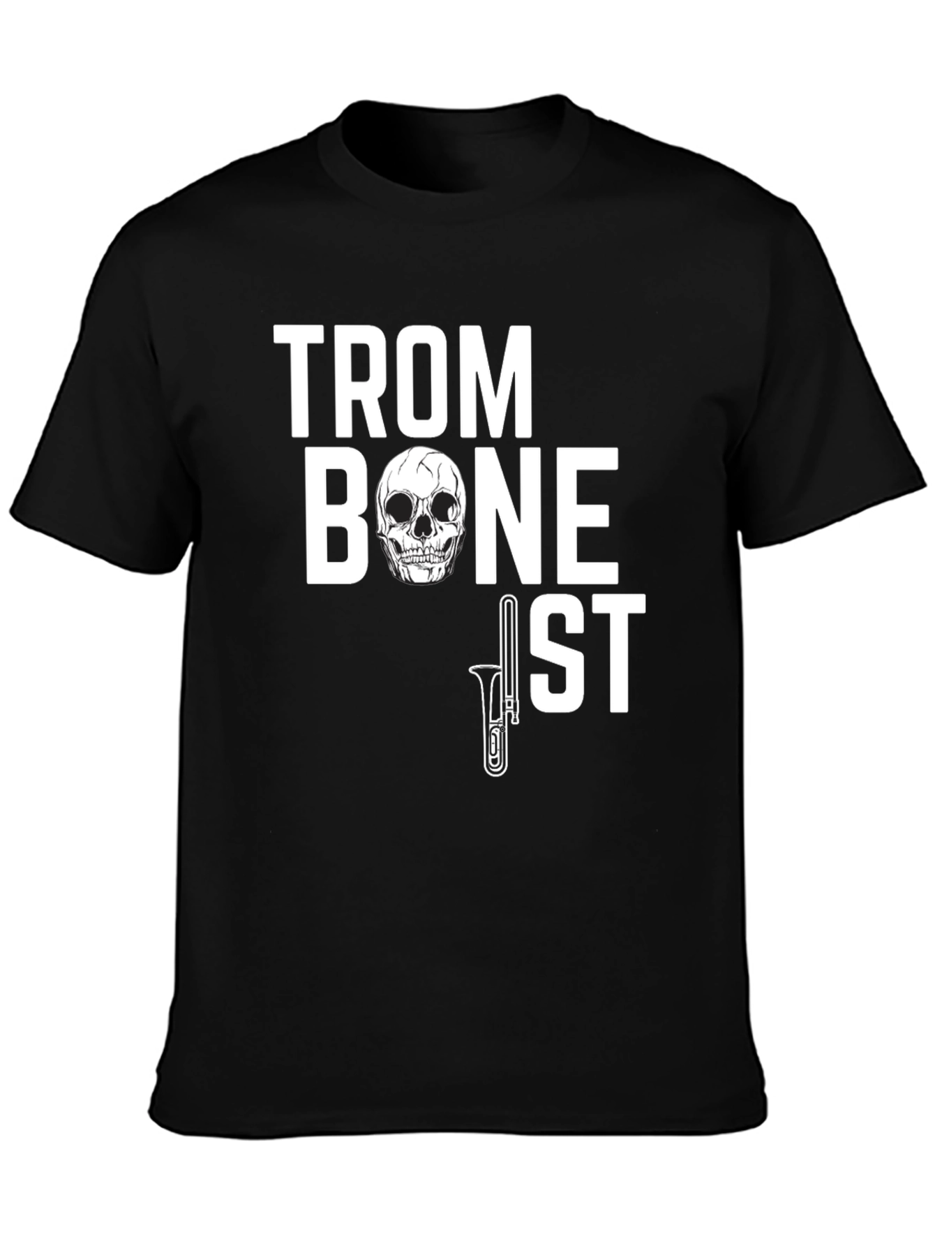 Trombonist Skull Graphic Black T-Shirt