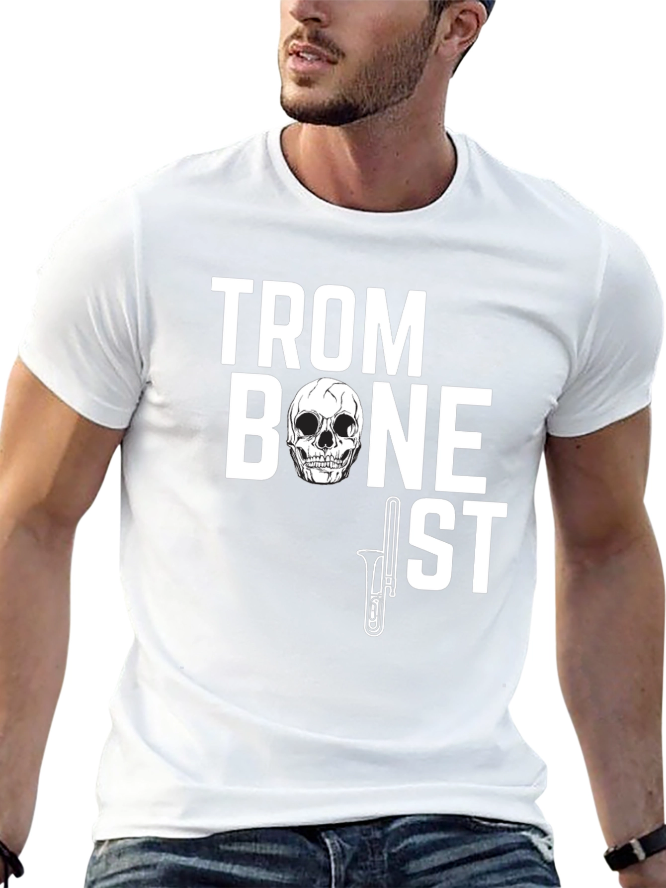Trombonist Skull Graphic Black T-Shirt
