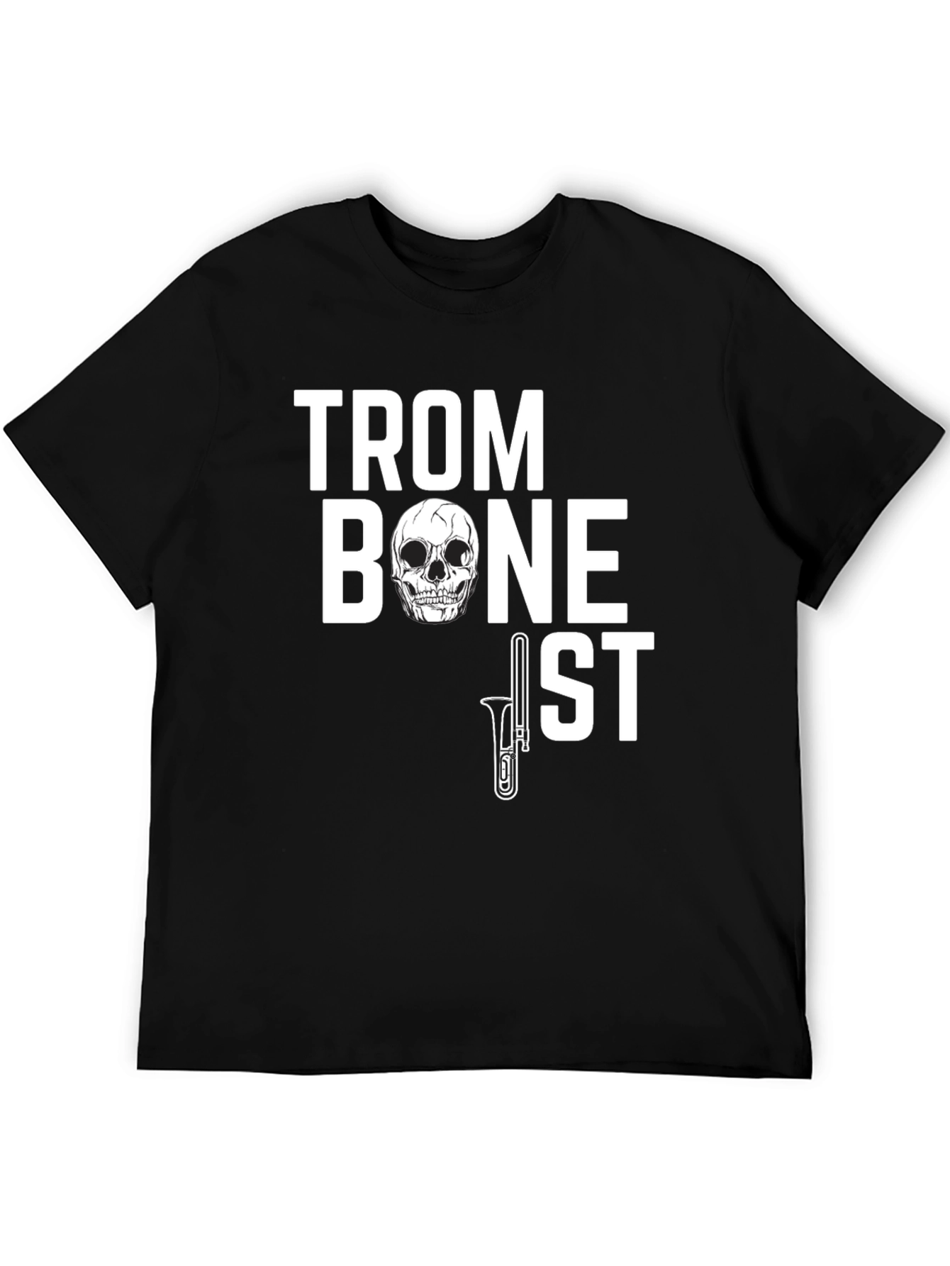 Trombonist Skull Graphic Black T-Shirt