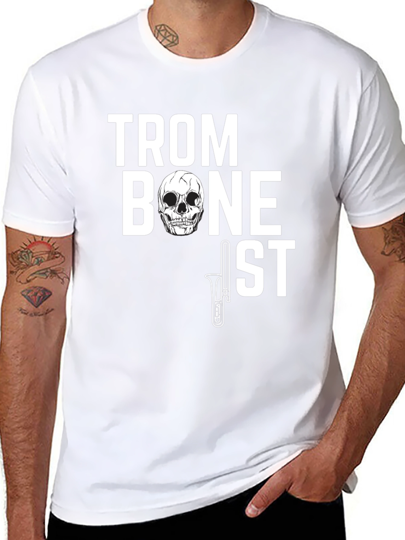 Trombonist Skull Graphic Black T-Shirt