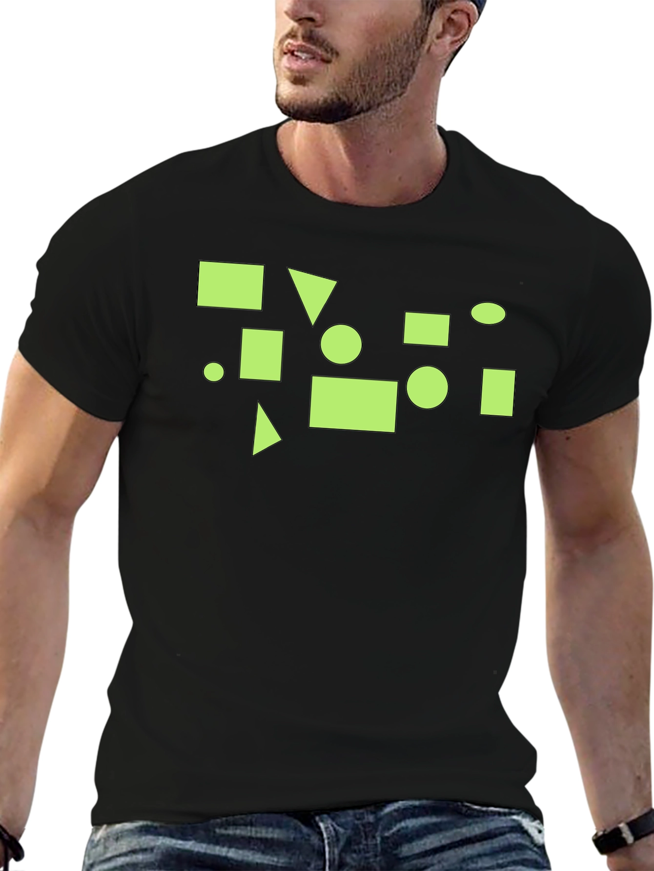 Geometric Graphic Print Black T-Shirt