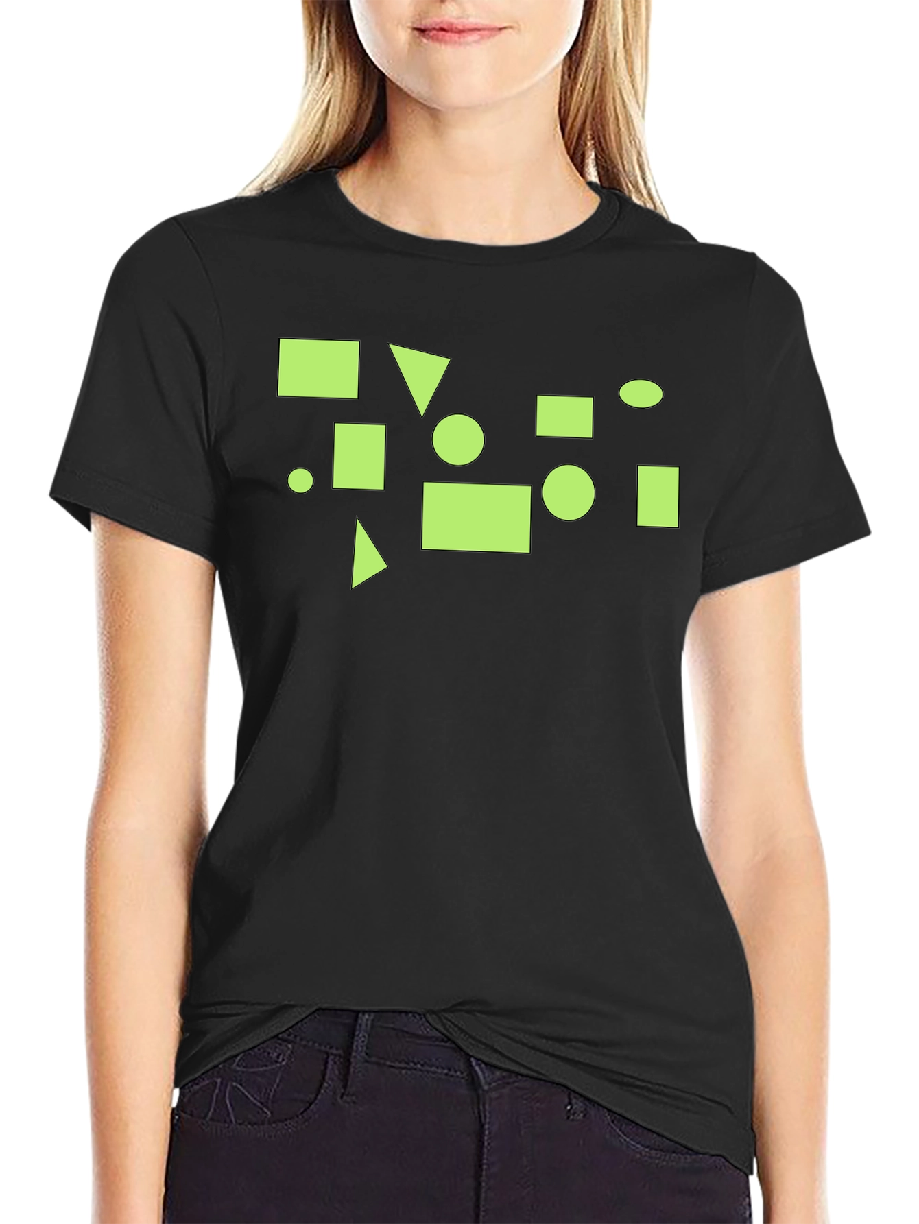 Geometric Graphic Print Black T-Shirt