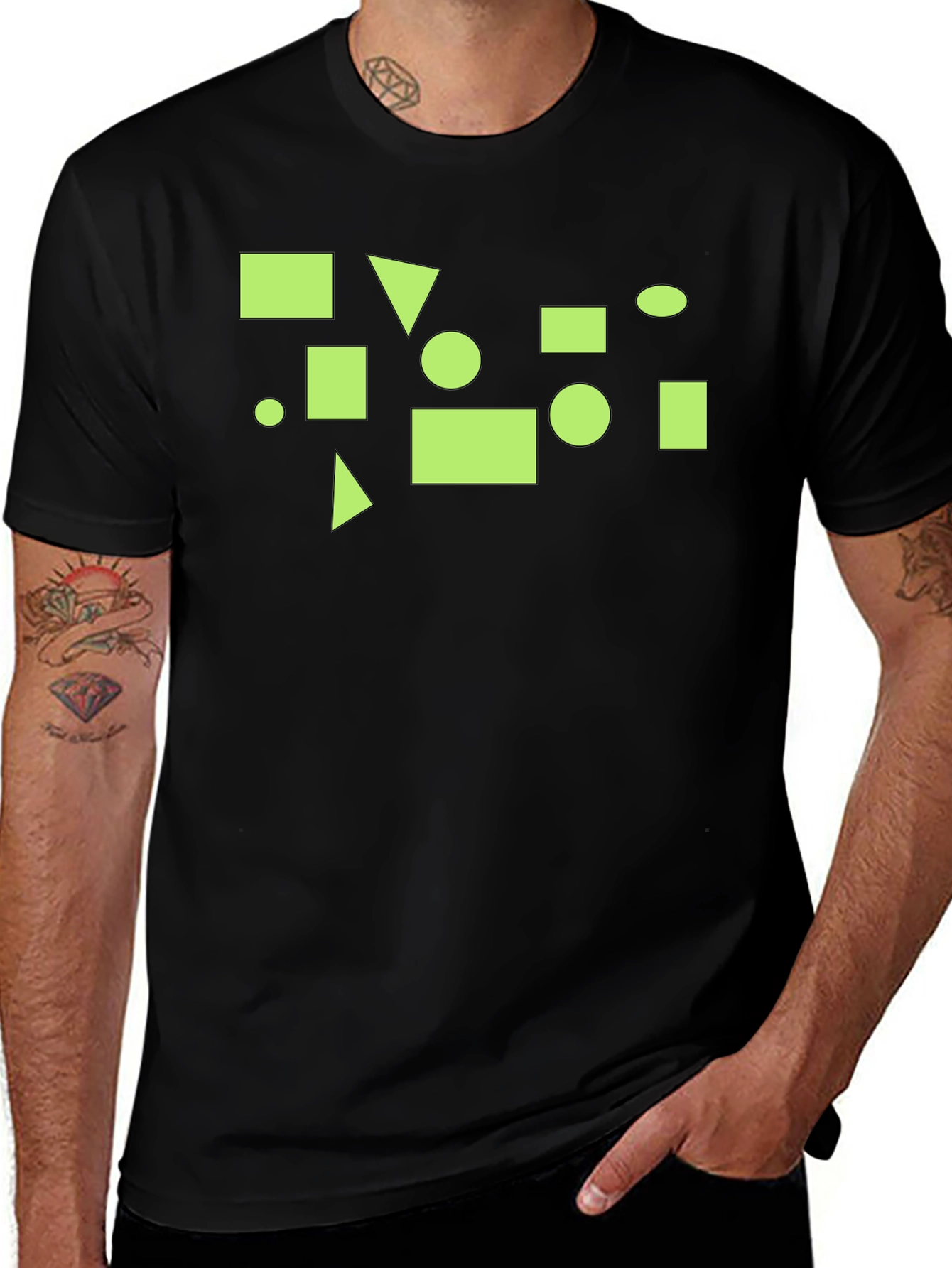 Geometric Graphic Print Black T-Shirt