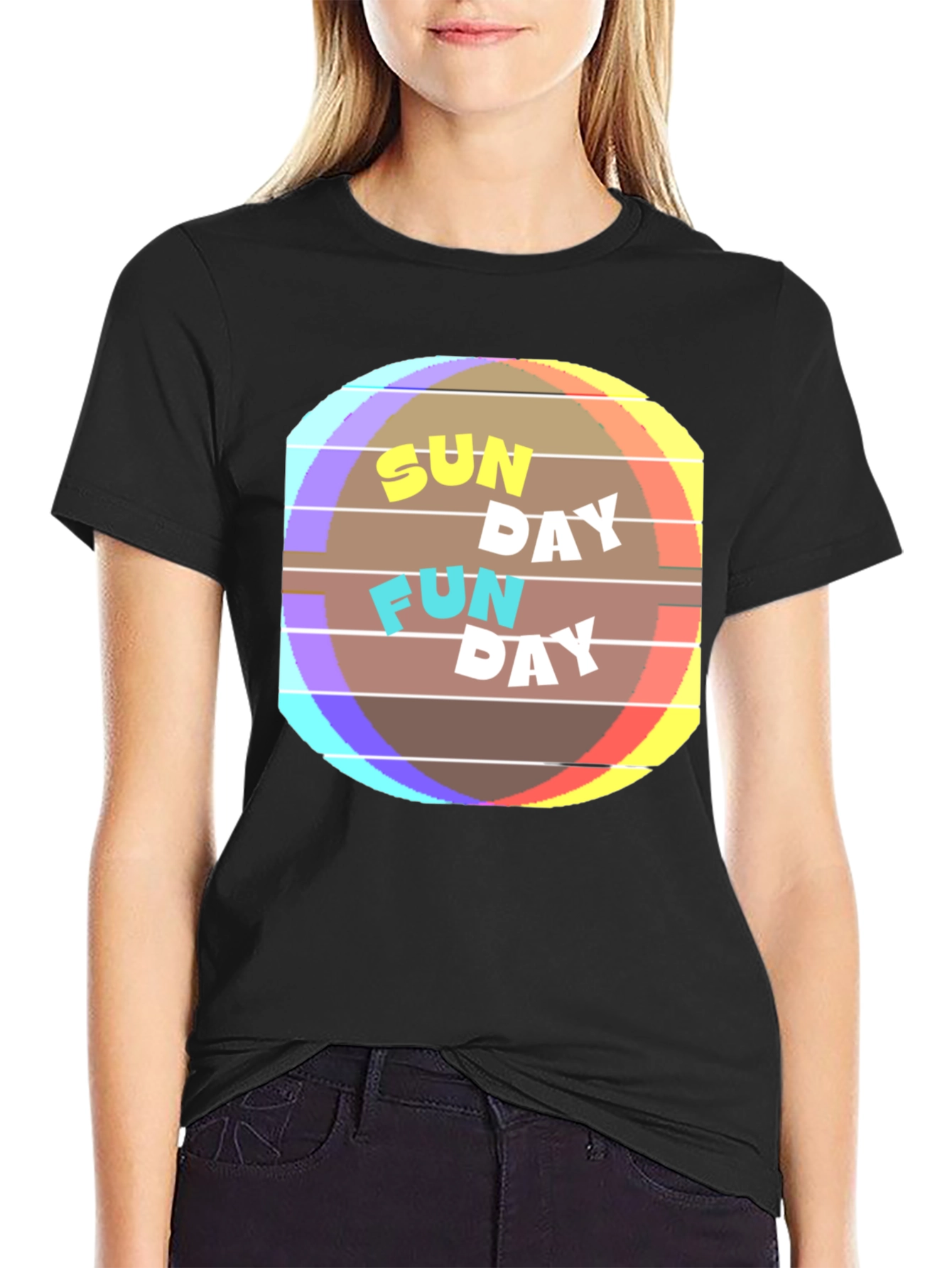 Sunday Fun Day Graphic Tee - Casual Black T-Shirt