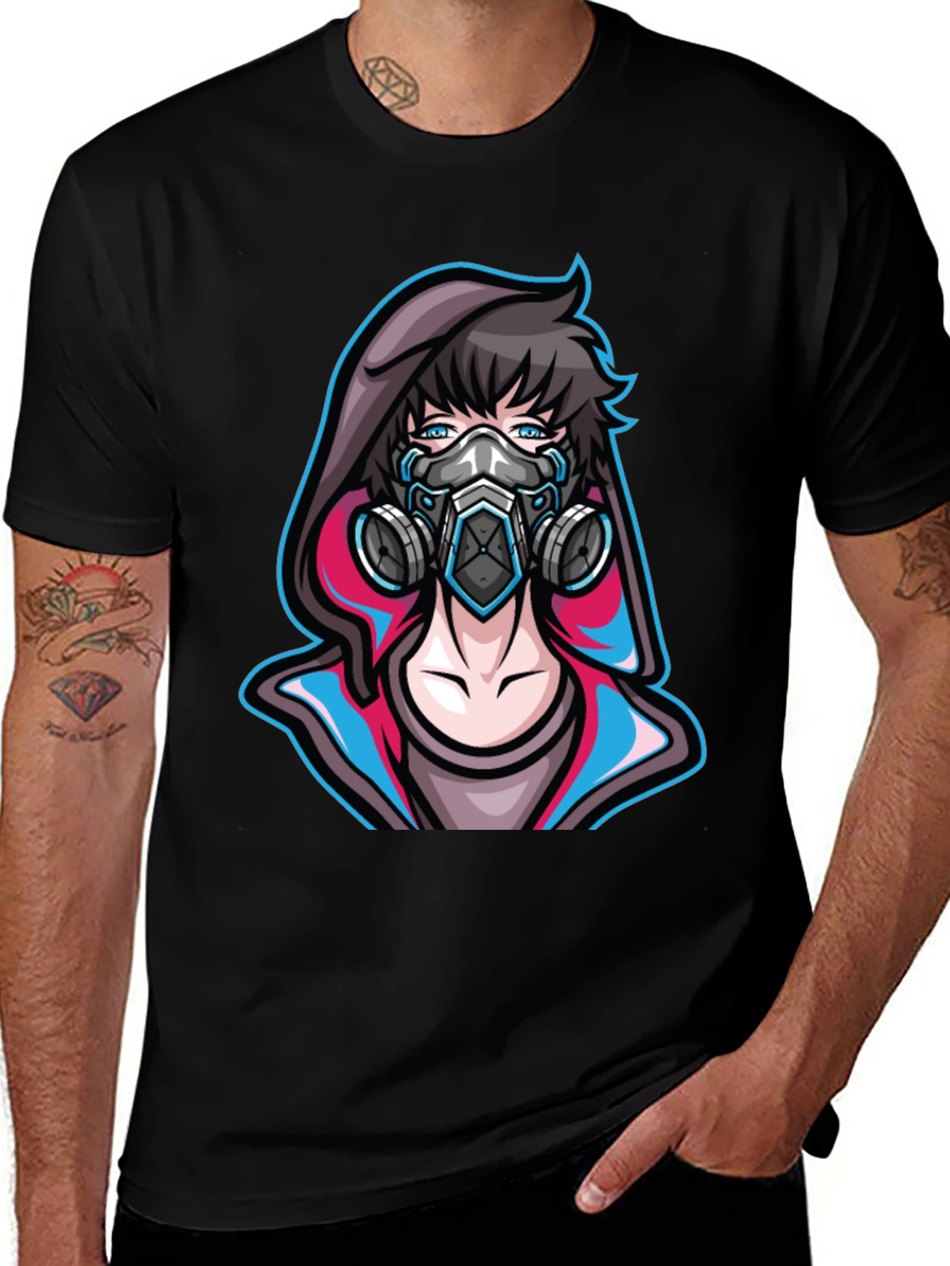 Anime Gas Mask Graphic Tee