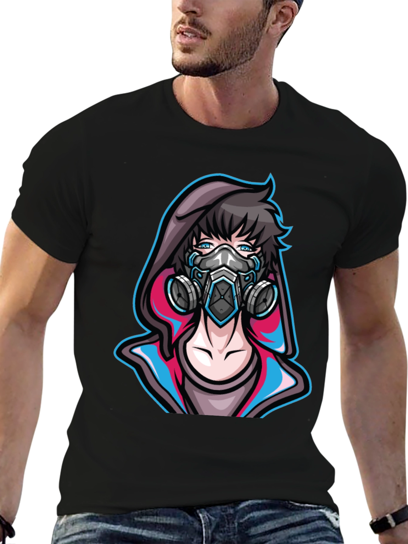Anime Gas Mask Graphic Tee