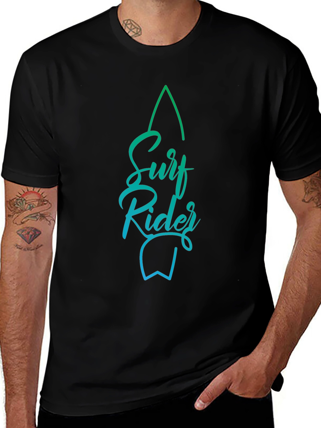Surf Rider Graphic Tee - Stylish Black T-Shirt