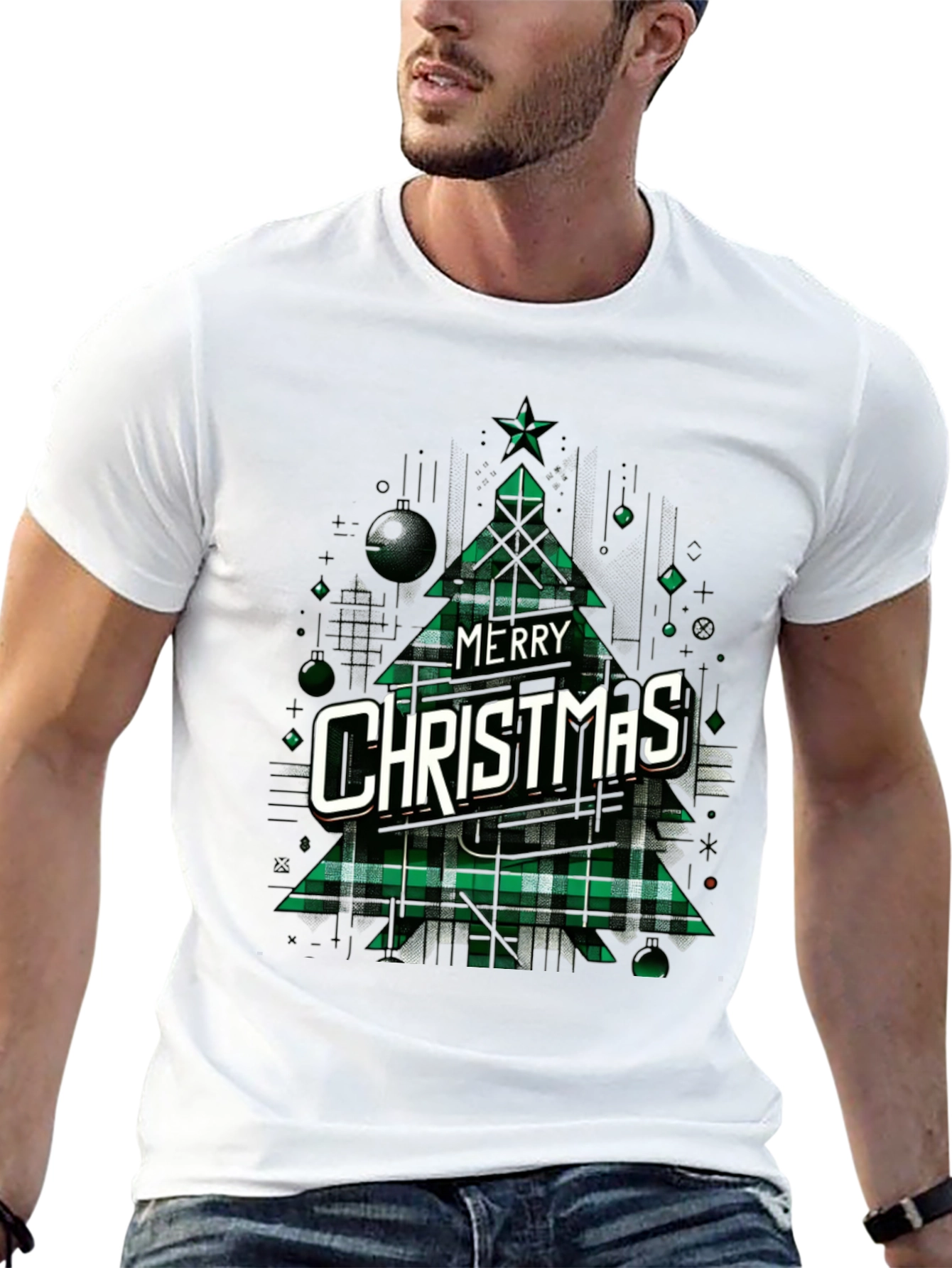 Merry Christmas Plaid Tree Graphic Tee