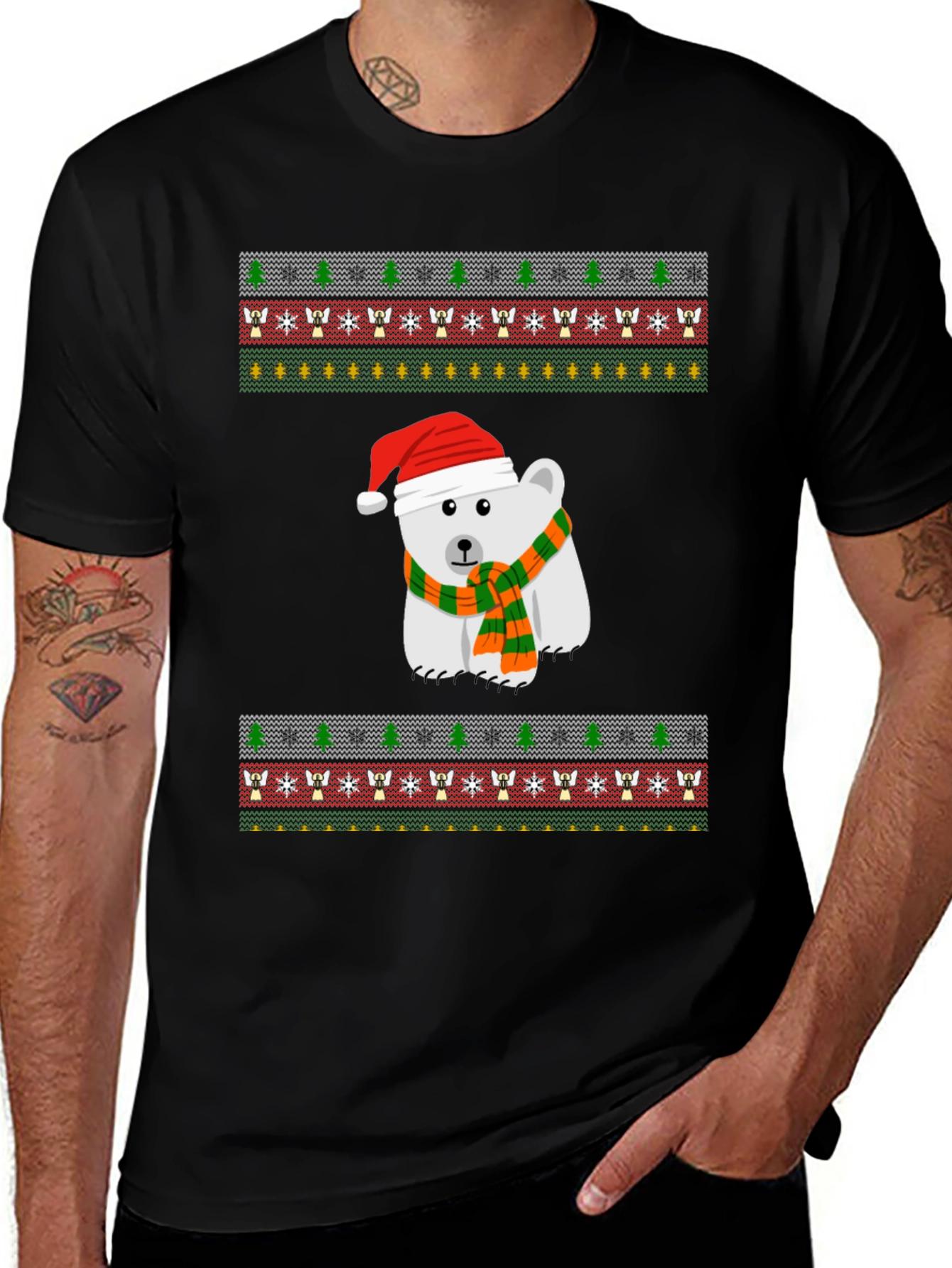 Festive Polar Bear Christmas T-Shirt