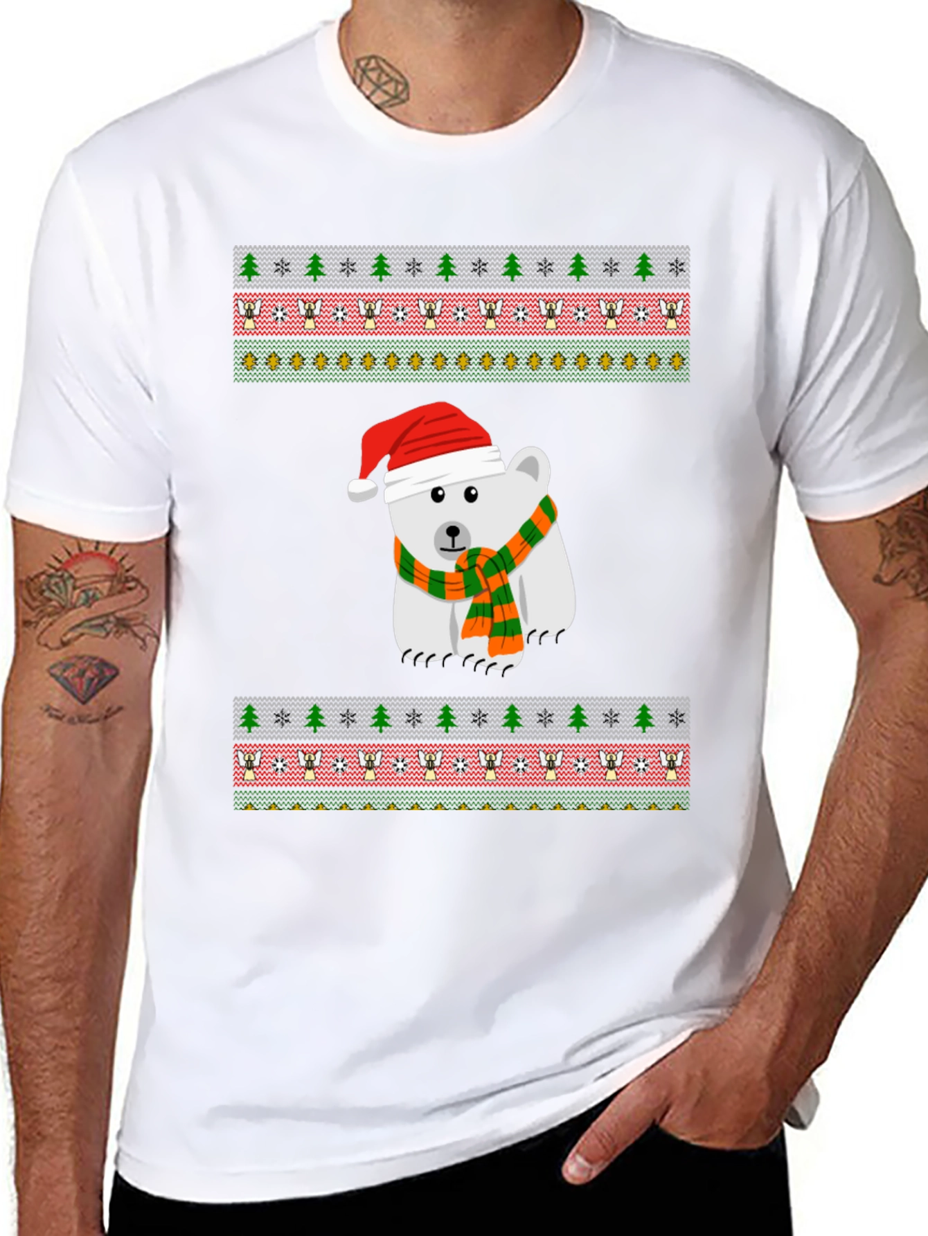 Festive Polar Bear Christmas T-Shirt