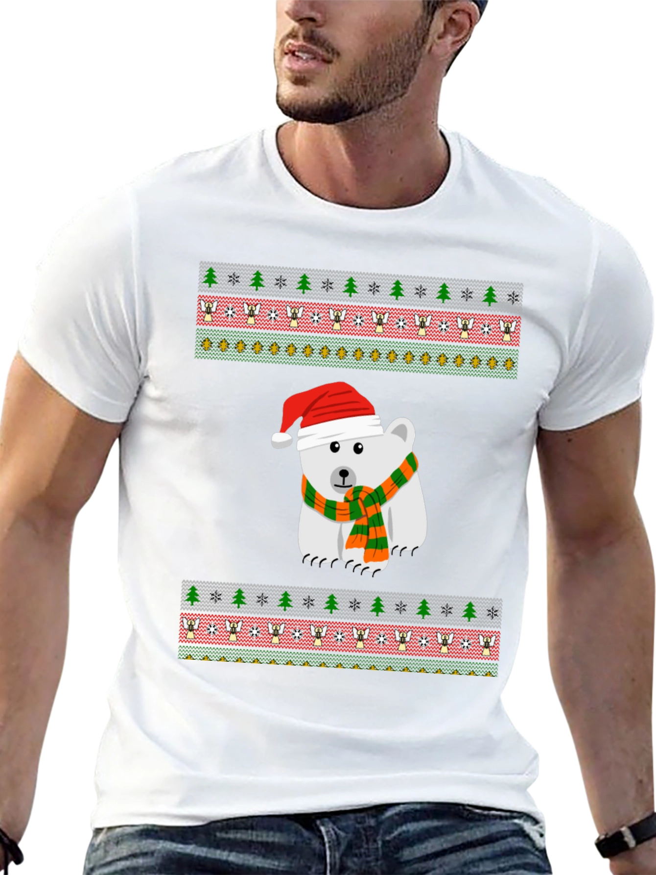 Festive Polar Bear Christmas T-Shirt