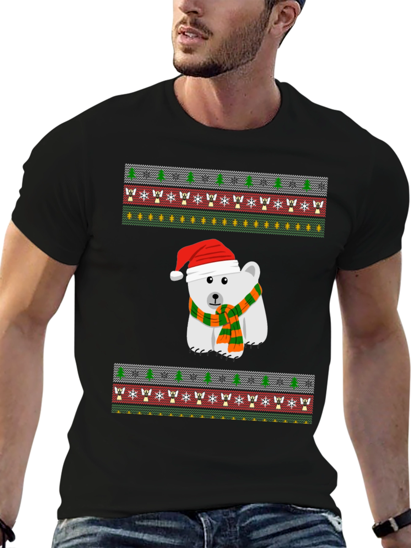 Festive Polar Bear Christmas T-Shirt