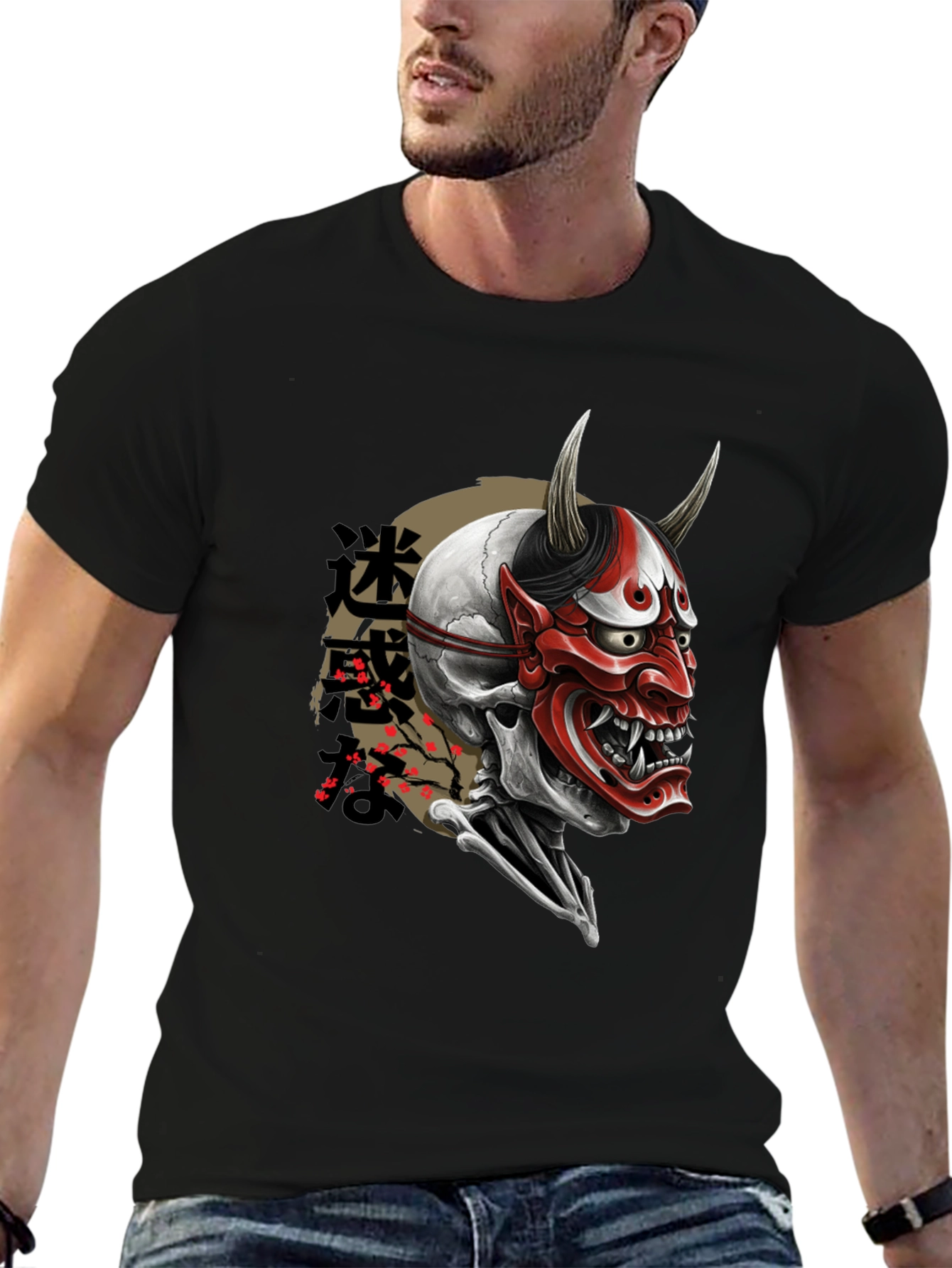 Japanese Oni Skull T-Shirt - Mens Graphic Tee