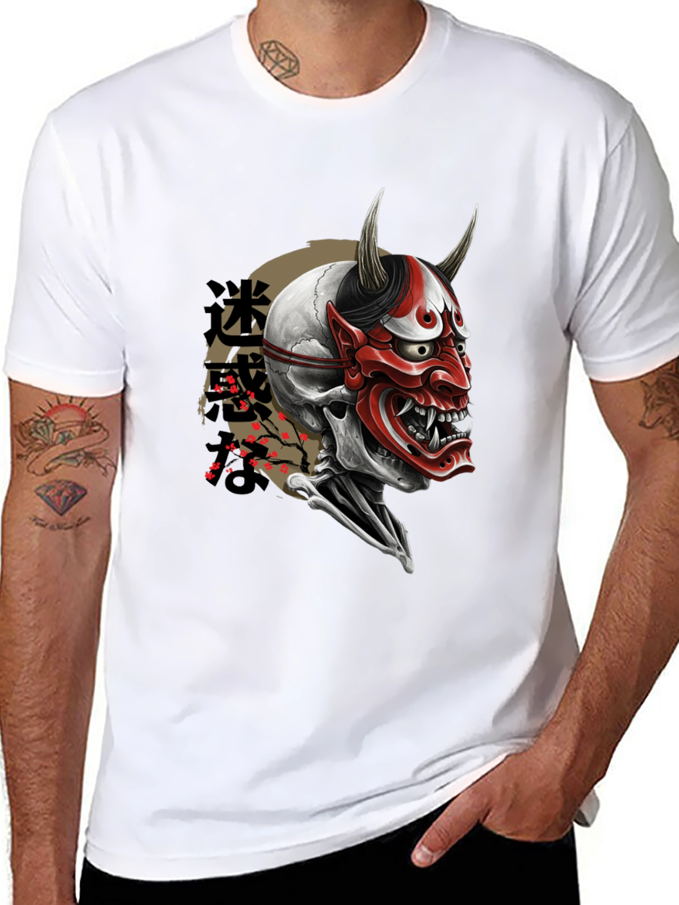 Japanese Oni Skull T-Shirt - Mens Graphic Tee