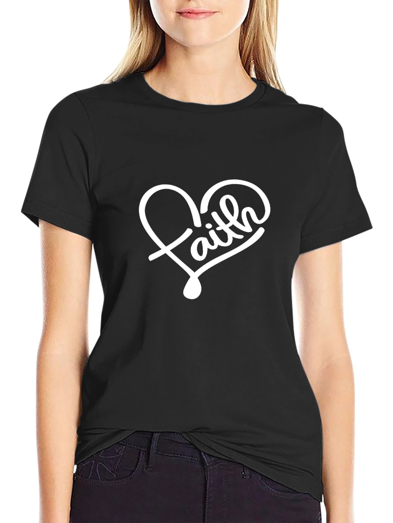 Faith Heart Graphic T-Shirt - Stylish Black Tee