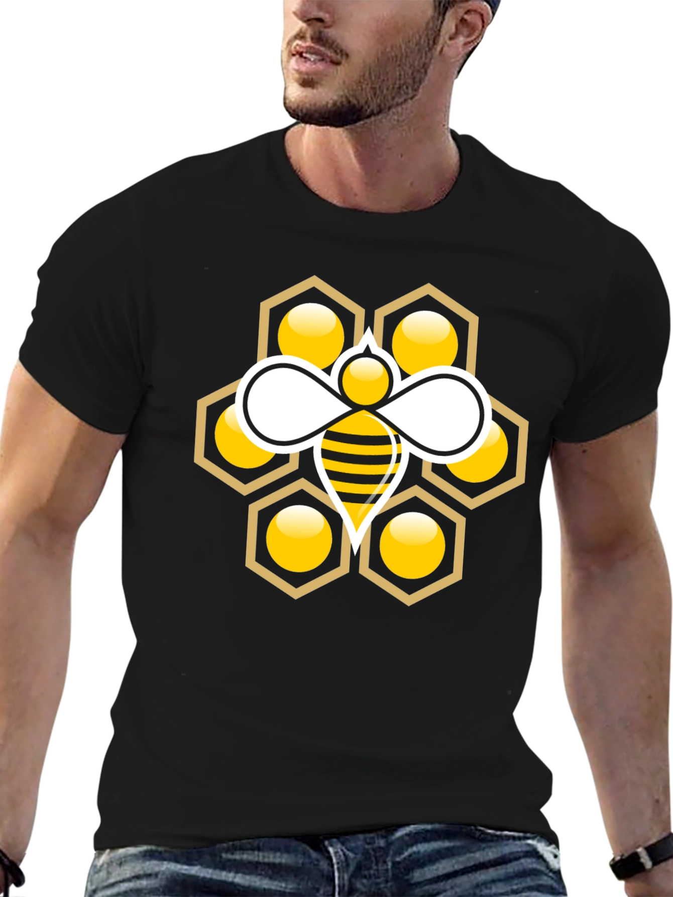 Honeycomb Bee Graphic Tee - Stylish Cotton T-Shirt