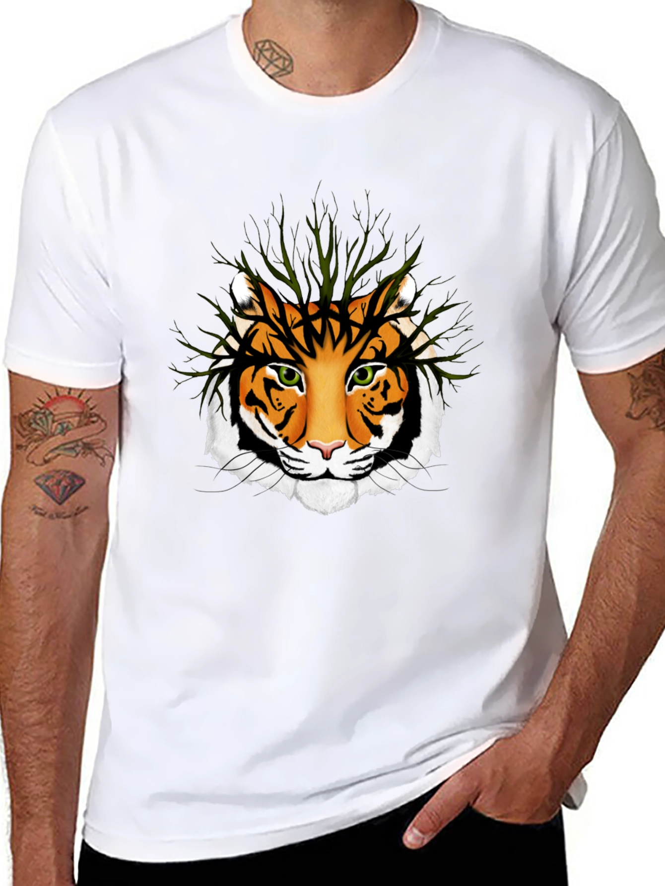 Tiger Face Graphic T-Shirt - Black