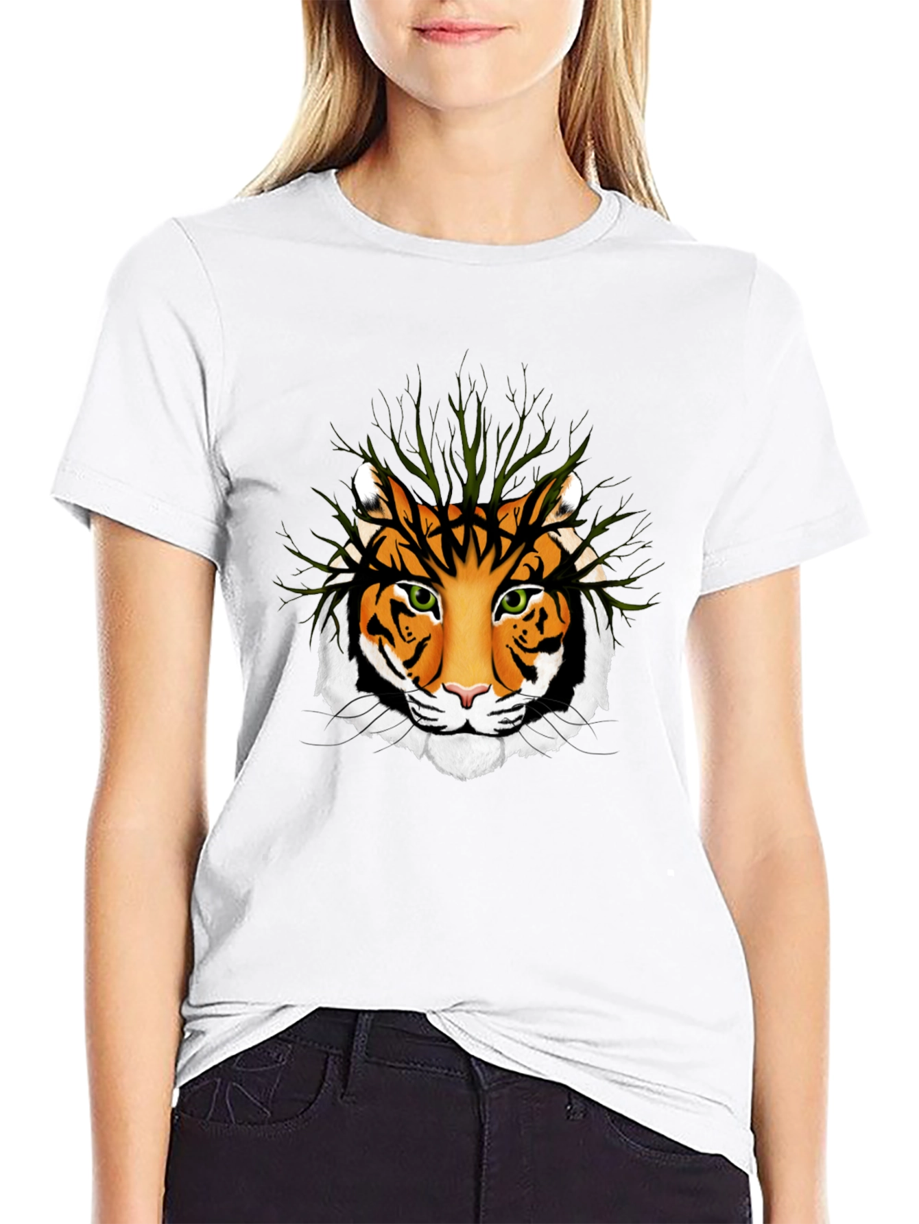 Tiger Face Graphic T-Shirt - Black