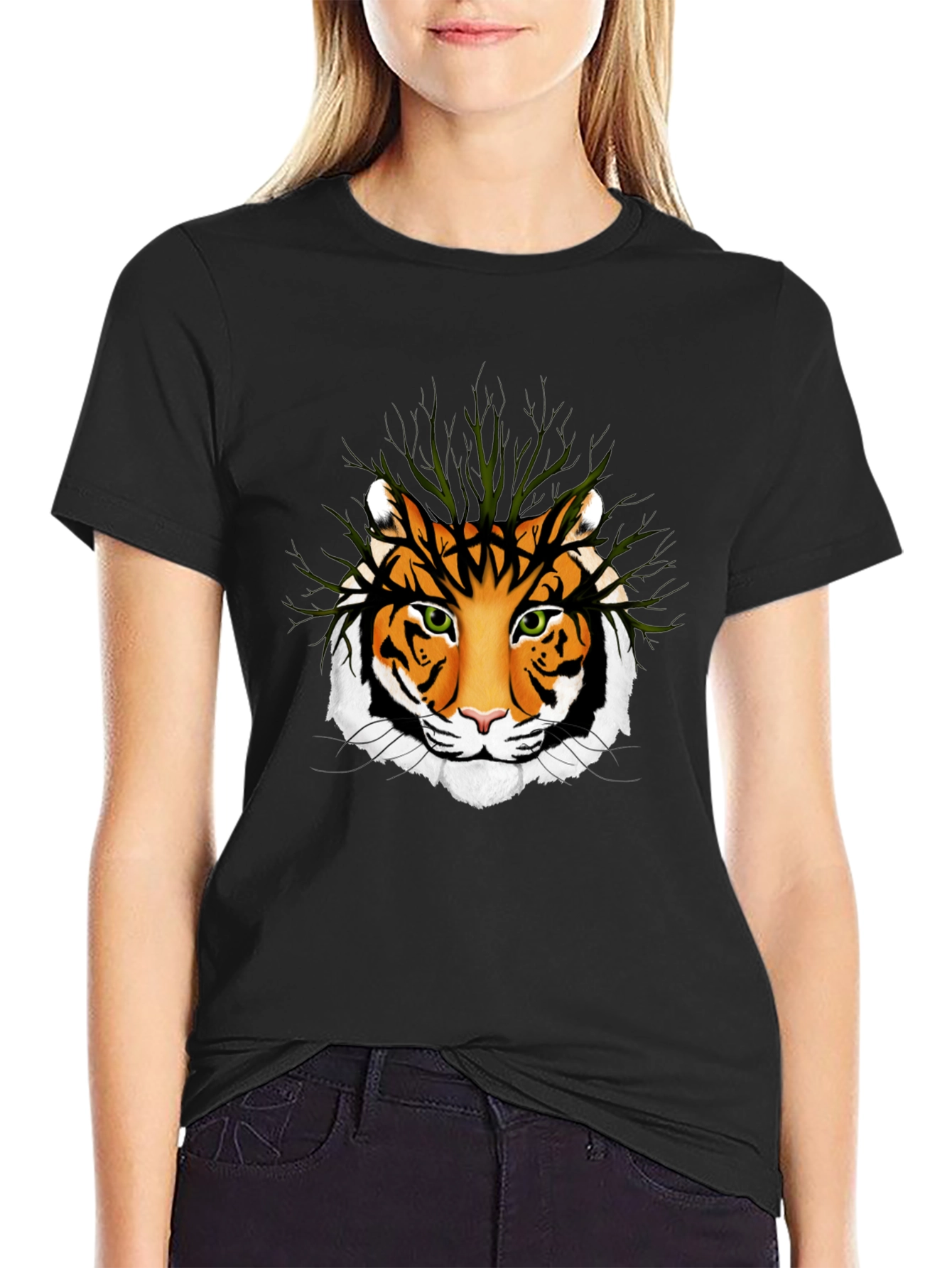 Tiger Face Graphic T-Shirt - Black